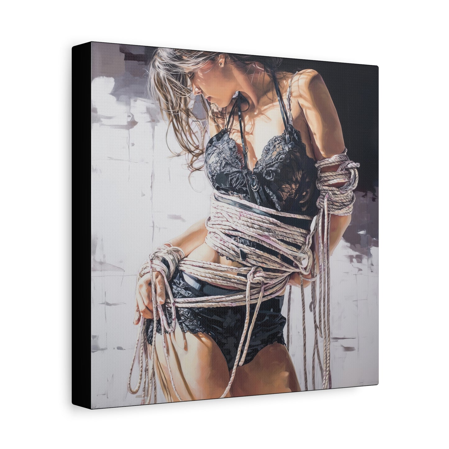 Gallery Wrapped Canvas, Ropes and Reverence Art Canvas, Erotic Shibari Art Canvas – Amara
