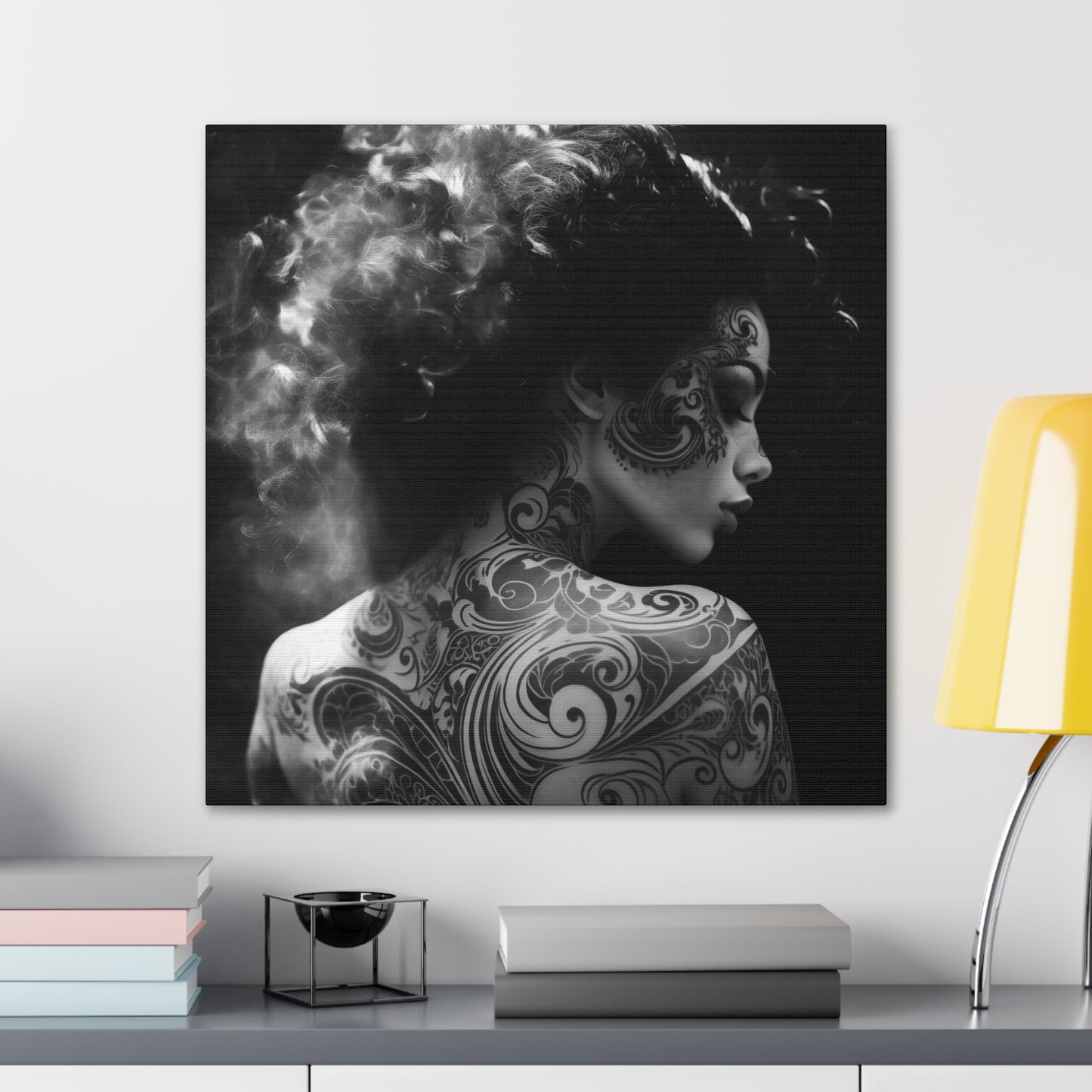 Canvas Gallery Wrap - Black and White Photography - Tattooed and Smoking Again