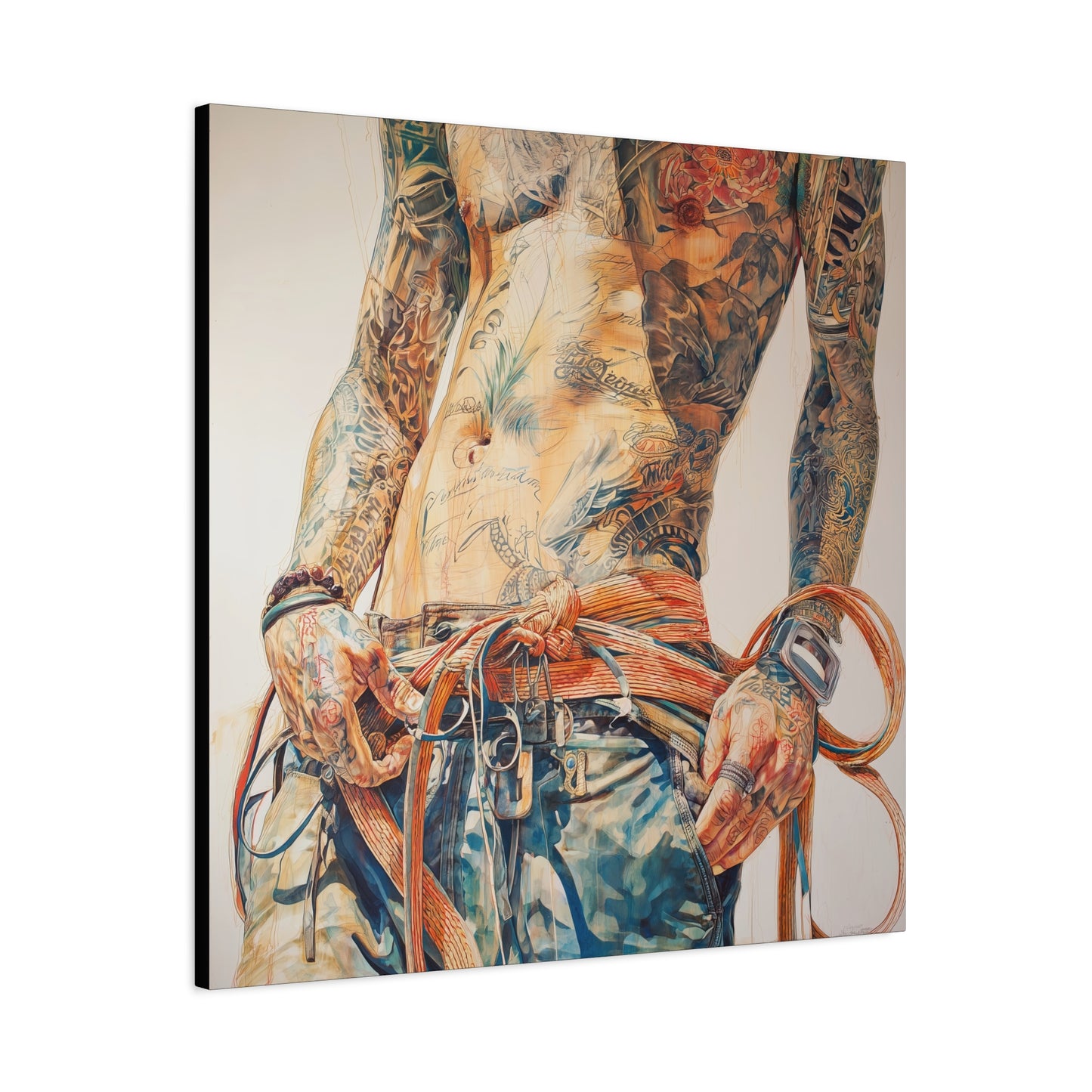 Gallery Wrapped Canvas, Ropes and Reverence Art Canvas, Erotic Shibari Art Canvas – Leif