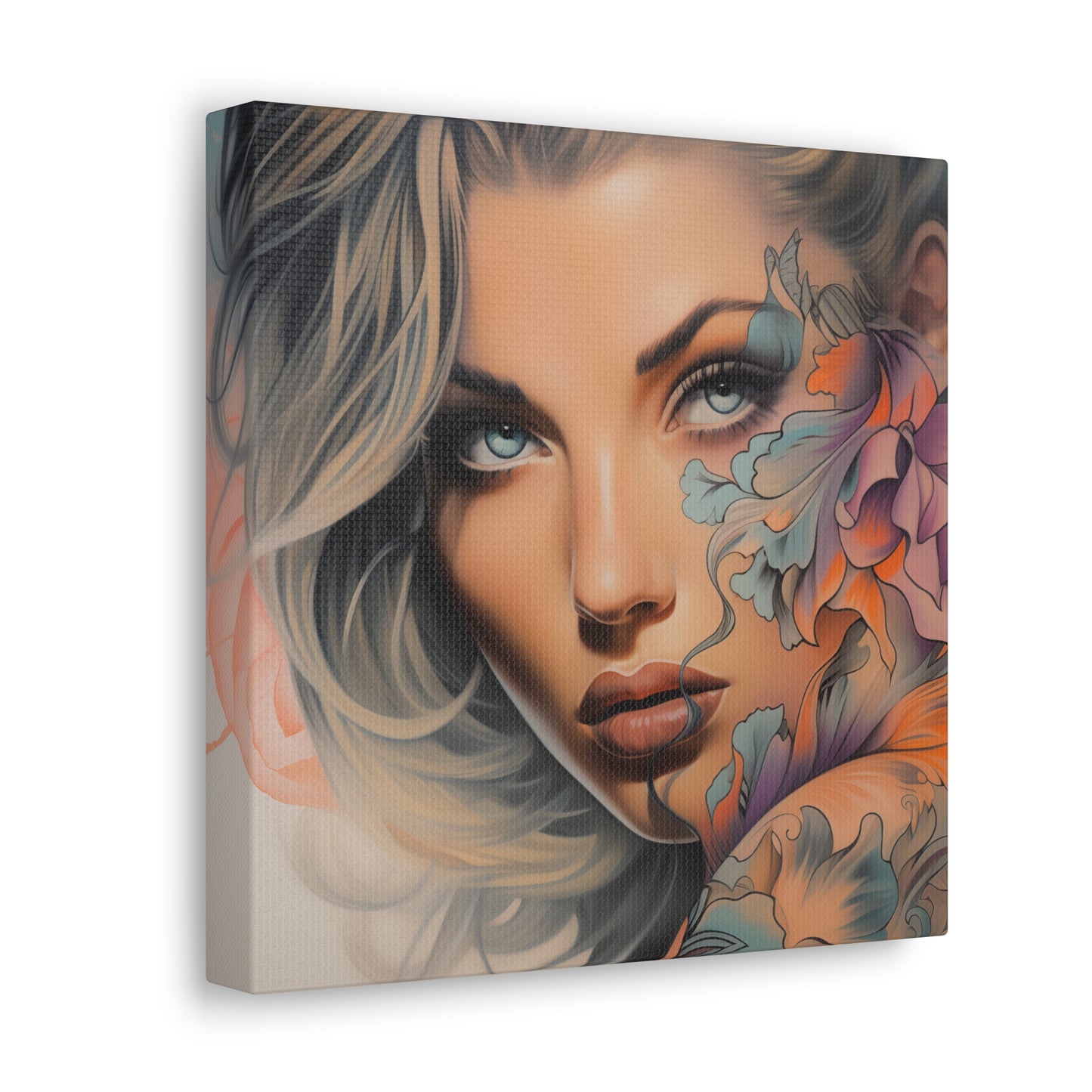 Gallery Wrapped Canvas, Edgy Tattooed Beauty, Urban Pop Art Canvas – Bella