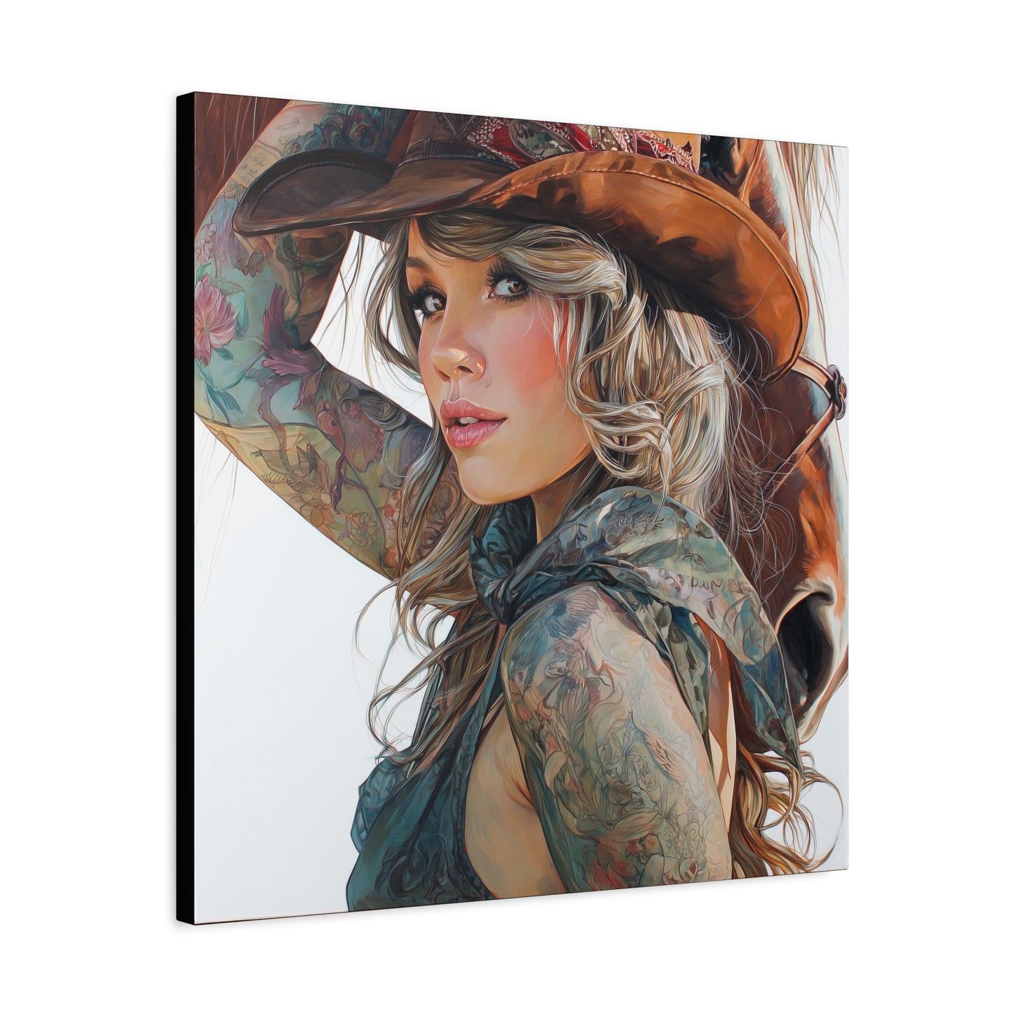Gallery Wrapped Canvas, Wranglers and Wreckage Art Canvas, Erotic Pinup Art Canvas – Millie