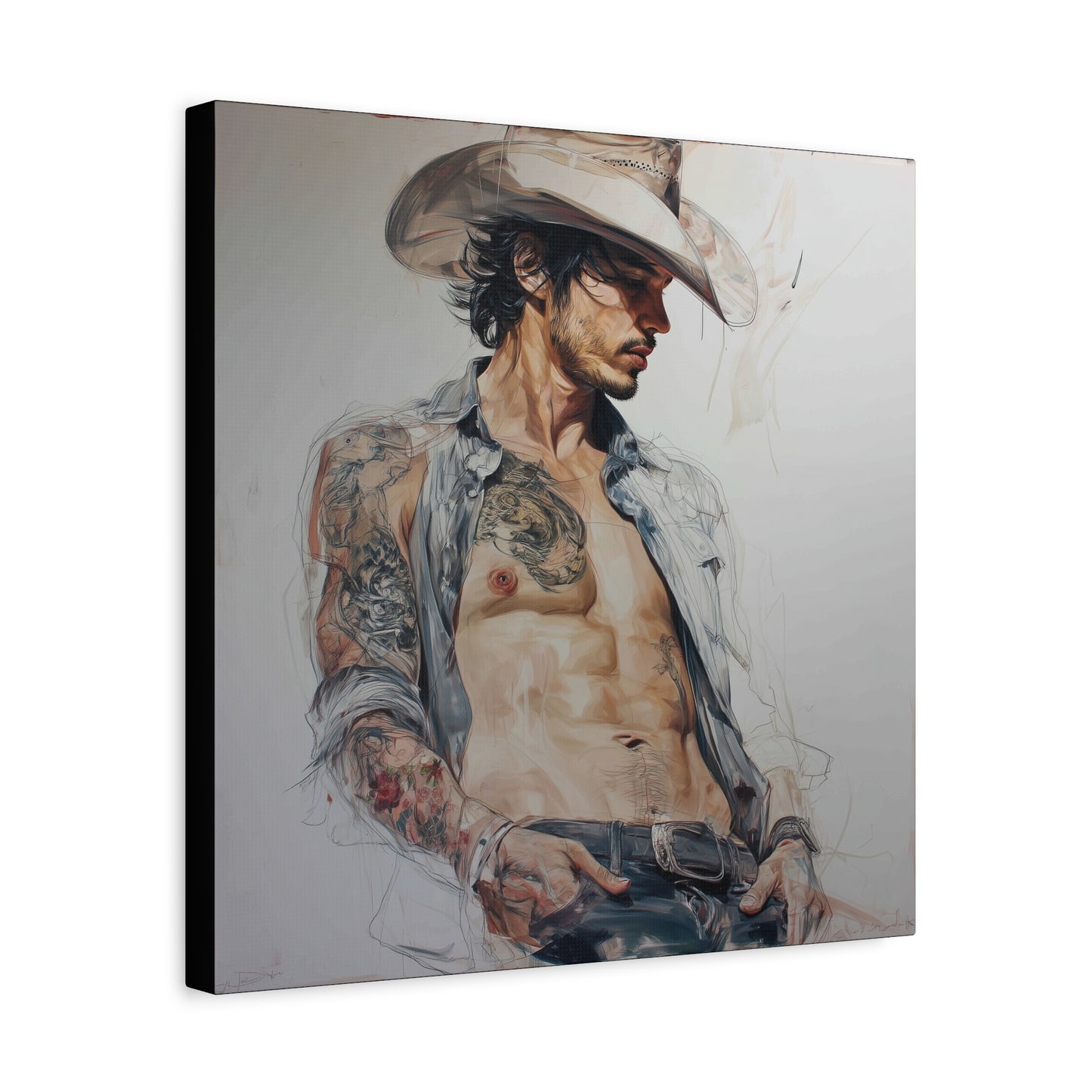 Gallery Wrapped Canvas, Wranglers and Wreckage Art Canvas, Erotic Pinup Art Canvas – Sawyer