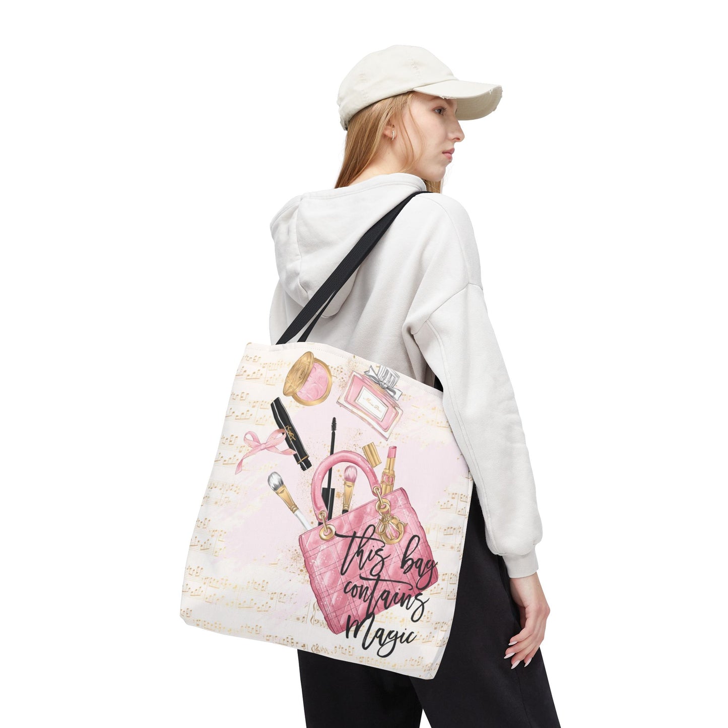 This Bag Contains Magic Tote Bag, Utility Tote - Makeup Inspired Tote - Fashion Tote - Pink D