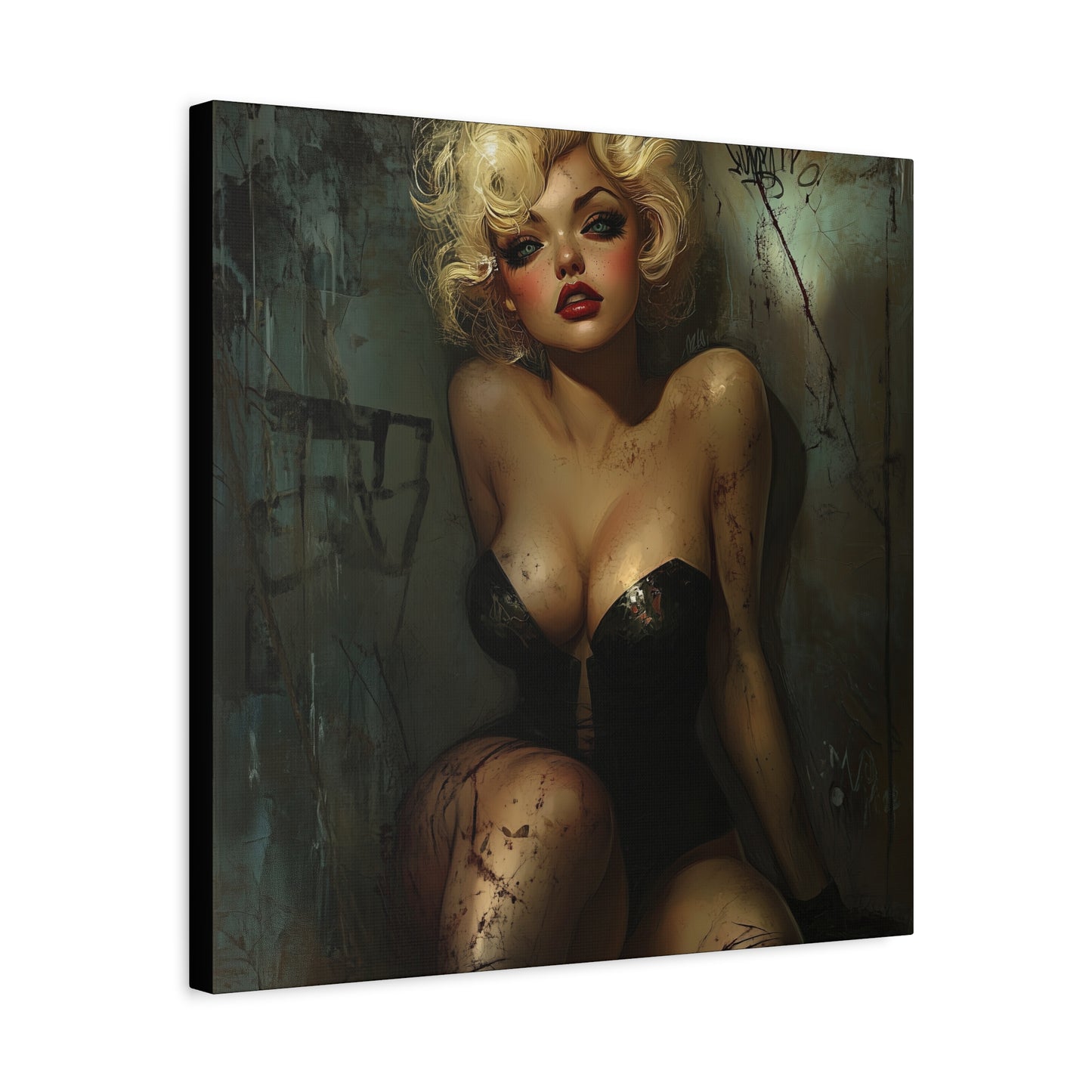 Gallery Wrapped Canvas, Guilt and Grit Adult Art Canvas, Erotic Pinup Art Canvas – Naomi