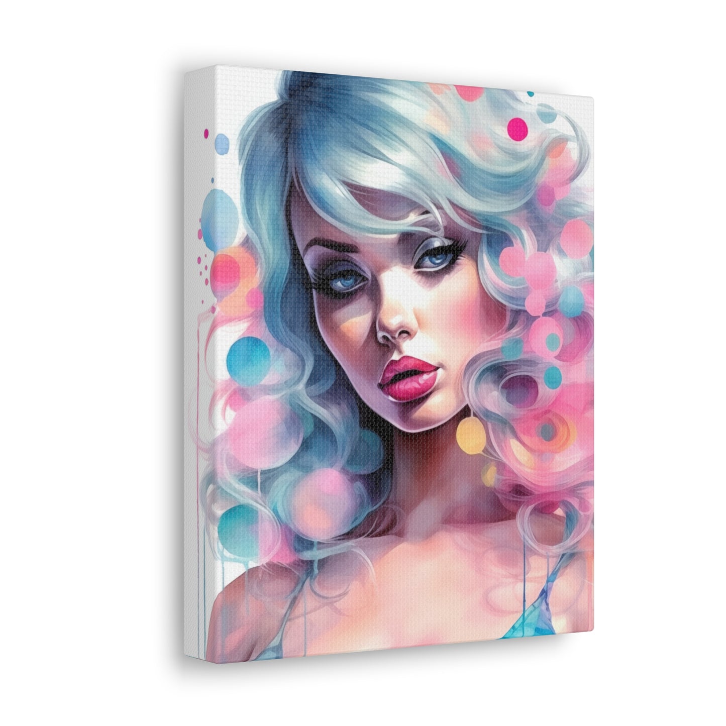 Canvas Gallery Wrapped High-Fashion Wall Art, Stylish Decor, Retro Femme Doll Pop Art – Sylvie
