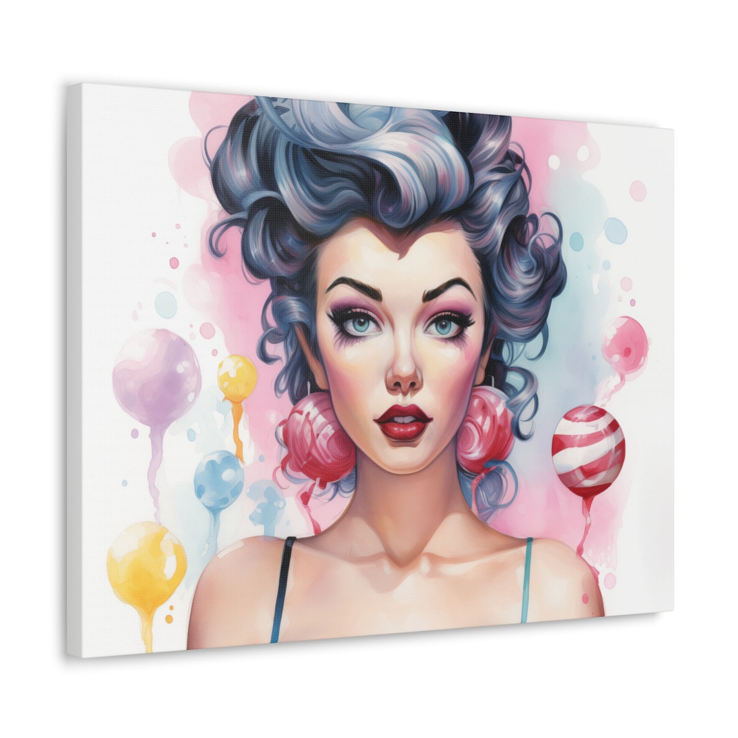 Canvas Gallery Wrapped High-Fashion Wall Art, Stylish Decor, Retro Femme Doll Pop Art – Poppy