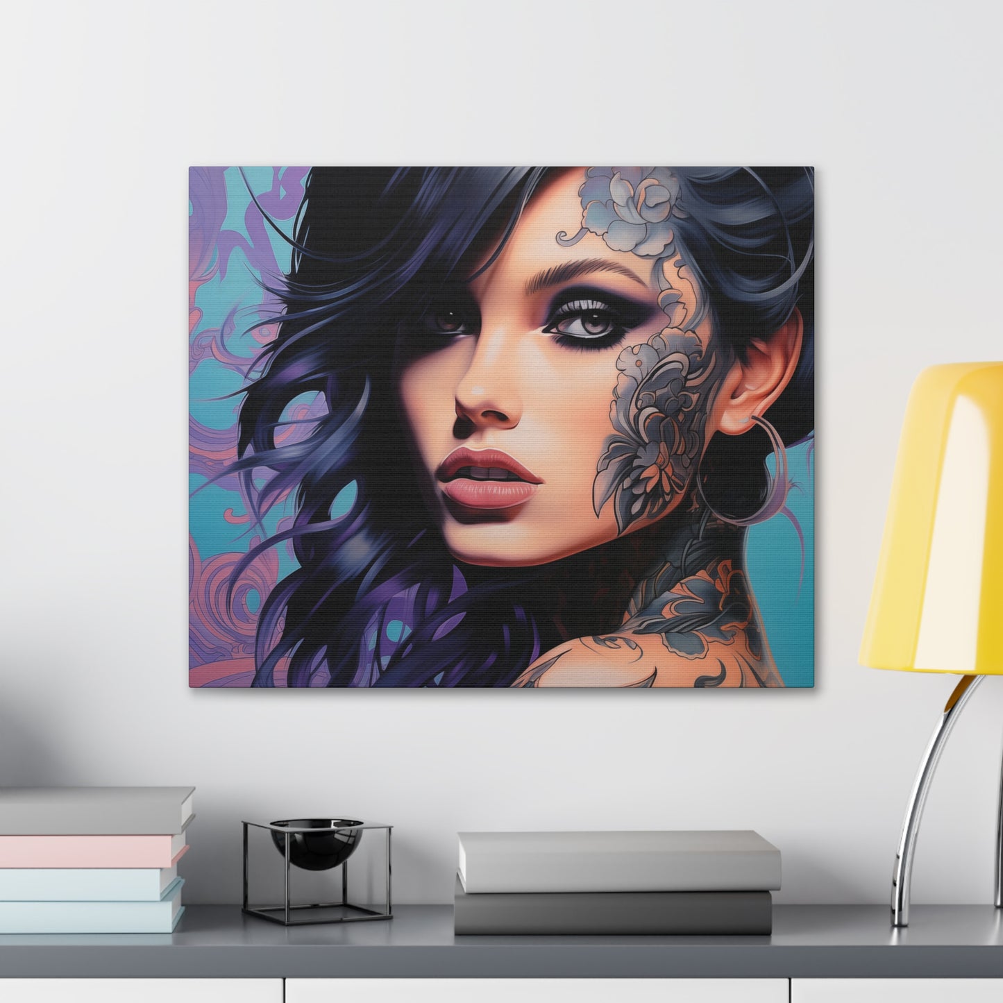 Gallery Wrapped Canvas, Edgy Tattooed Beauty, Urban Pop Art Canvas – Dominique