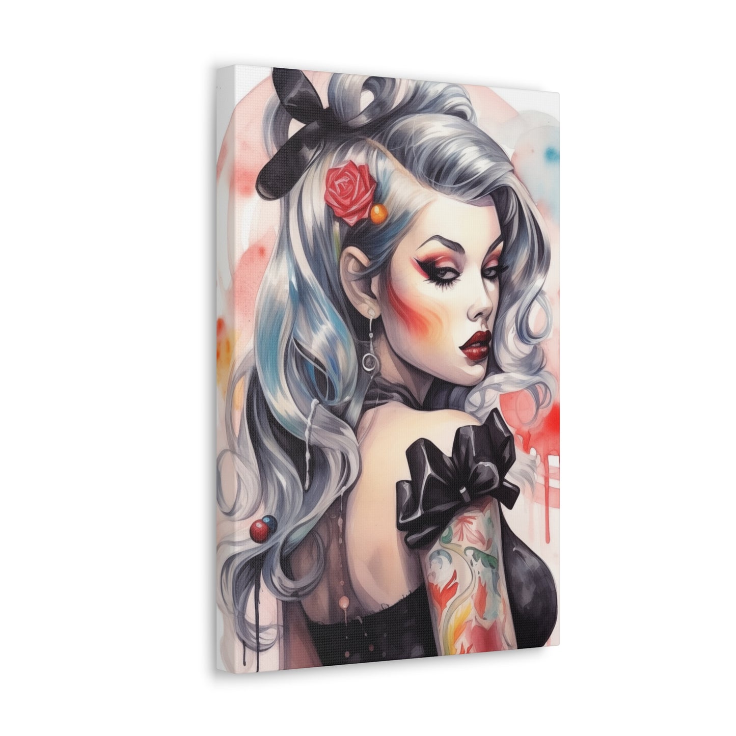 Gallery Wrapped Canvas, Edgy Tattooed Beauty, Urban Pop Art Canvas – Sabella