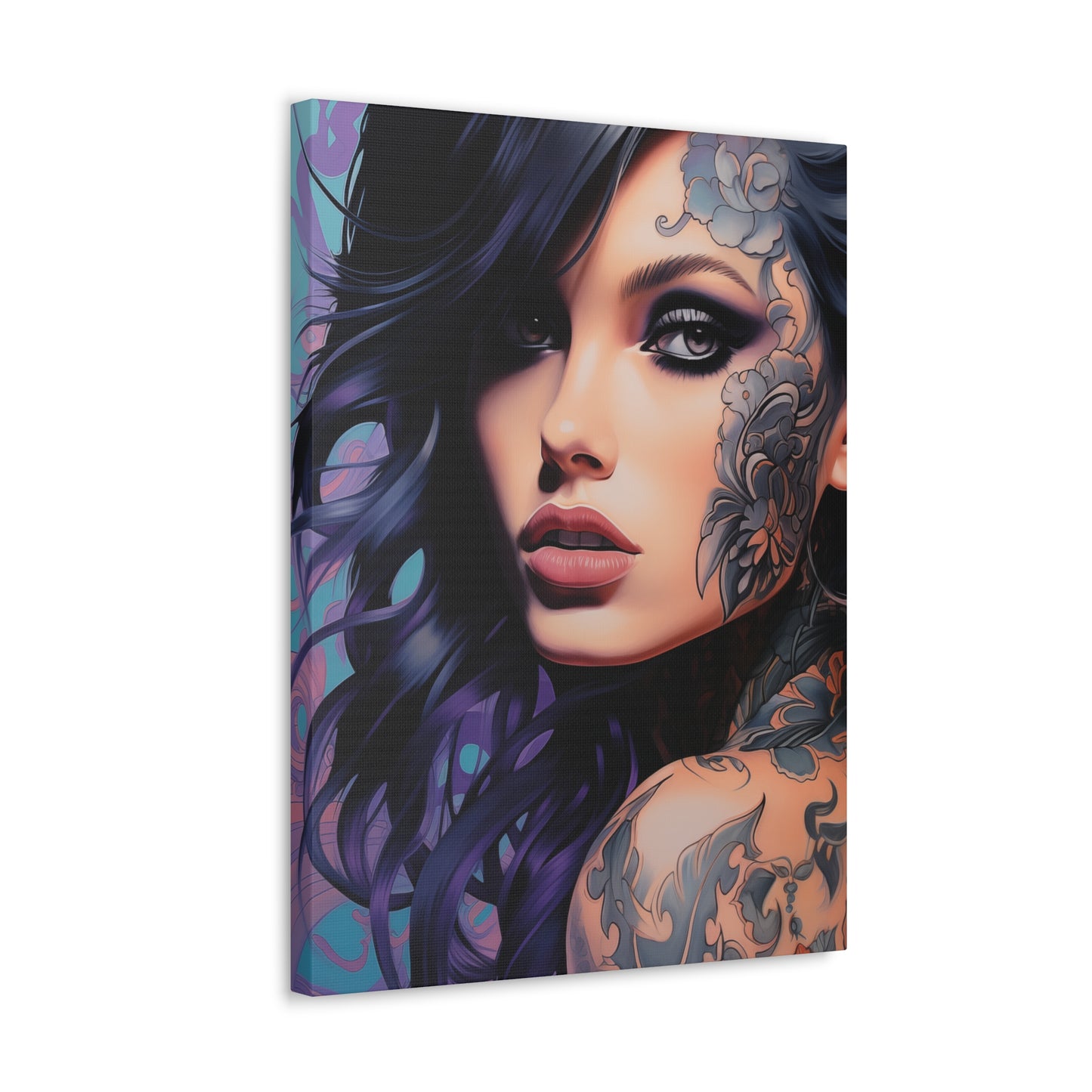 Gallery Wrapped Canvas, Edgy Tattooed Beauty, Urban Pop Art Canvas – Dominique