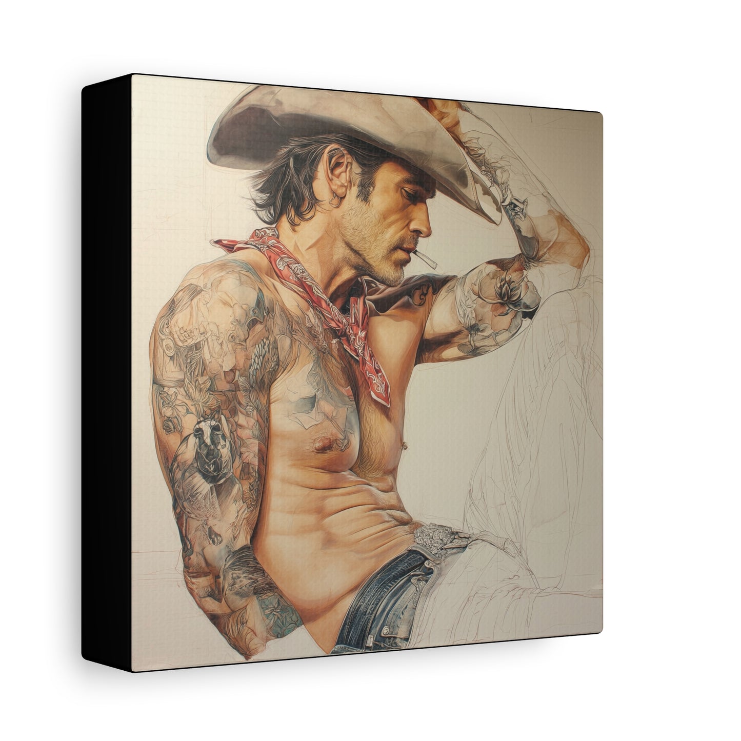 Gallery Wrapped Canvas, Wranglers and Wreckage Art Canvas, Erotic Pinup Art Canvas – Colt