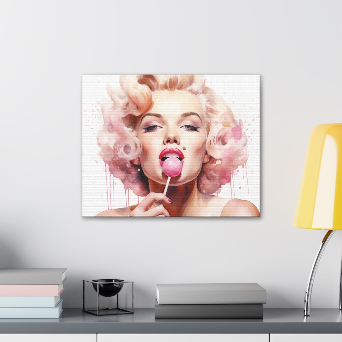 Canvas Wall Art, Gallery Wrapped Pop Art, Celebrity Wall Art – Marilyn Monroe - Lollipop