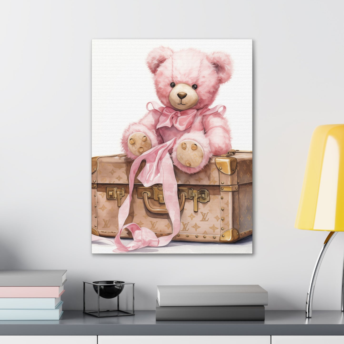 Canvas Gallery Wrap - LV Bear Wall Art - Gold Buttons