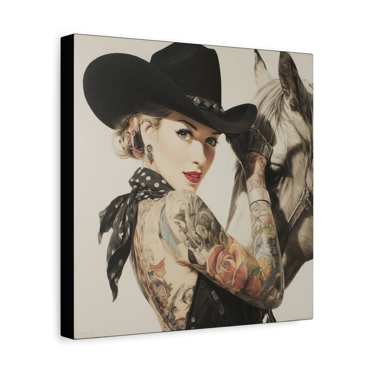 Gallery Wrapped Canvas, Wranglers and Wreckage Art Canvas, Erotic Pinup Art Canvas – Dottie