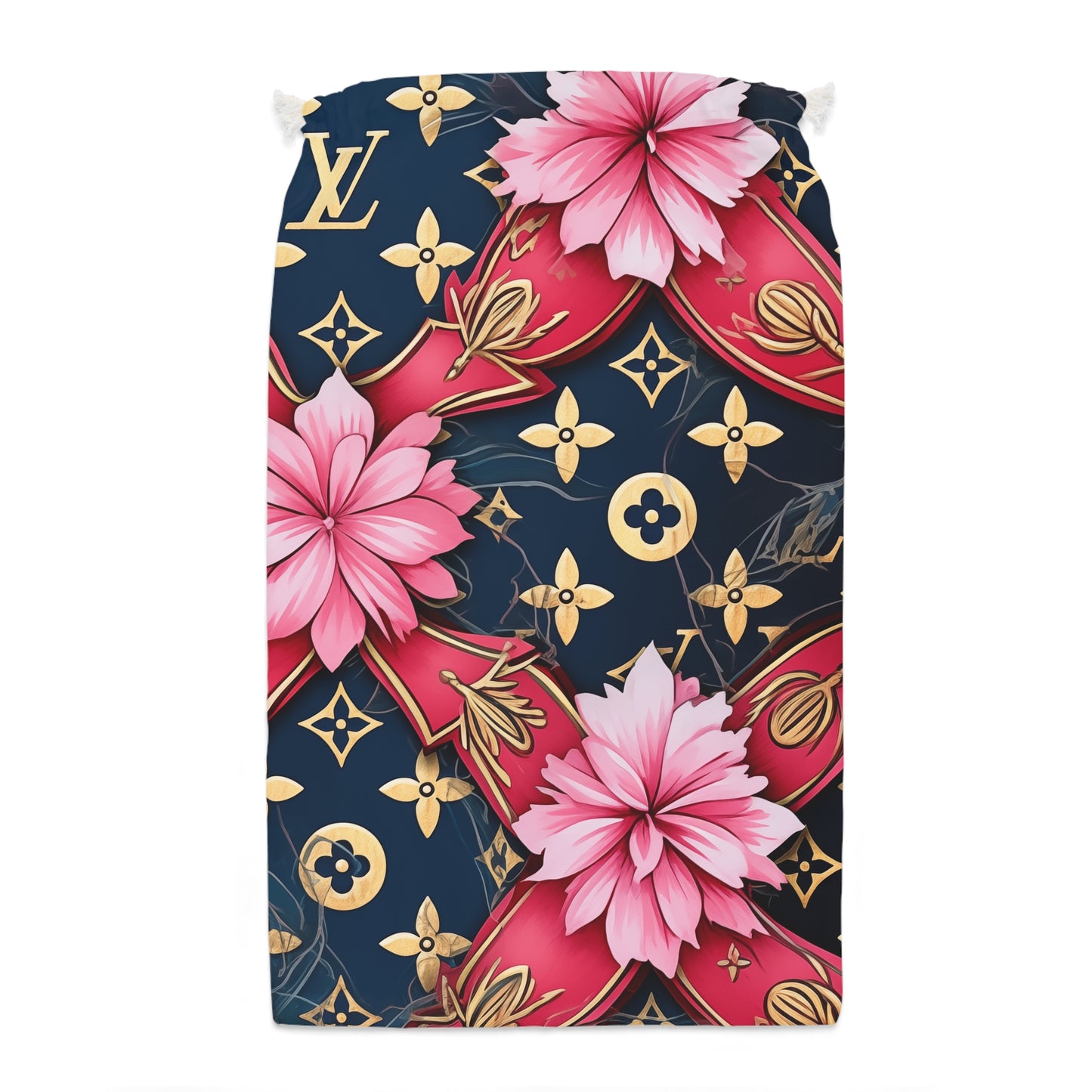 Designer Inspired Gift Sack - LV Navy Pink Blossom