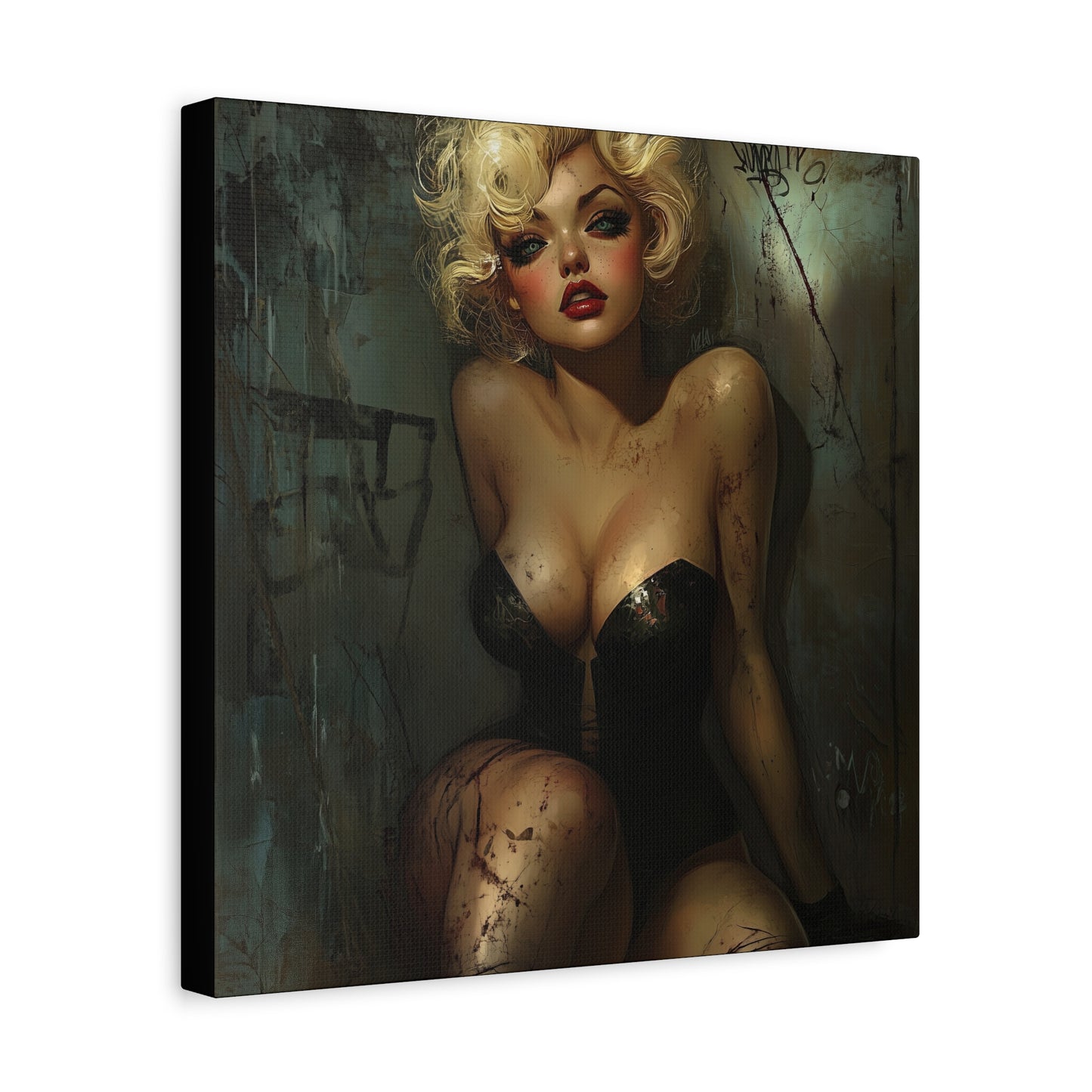 Gallery Wrapped Canvas, Guilt and Grit Adult Art Canvas, Erotic Pinup Art Canvas – Naomi