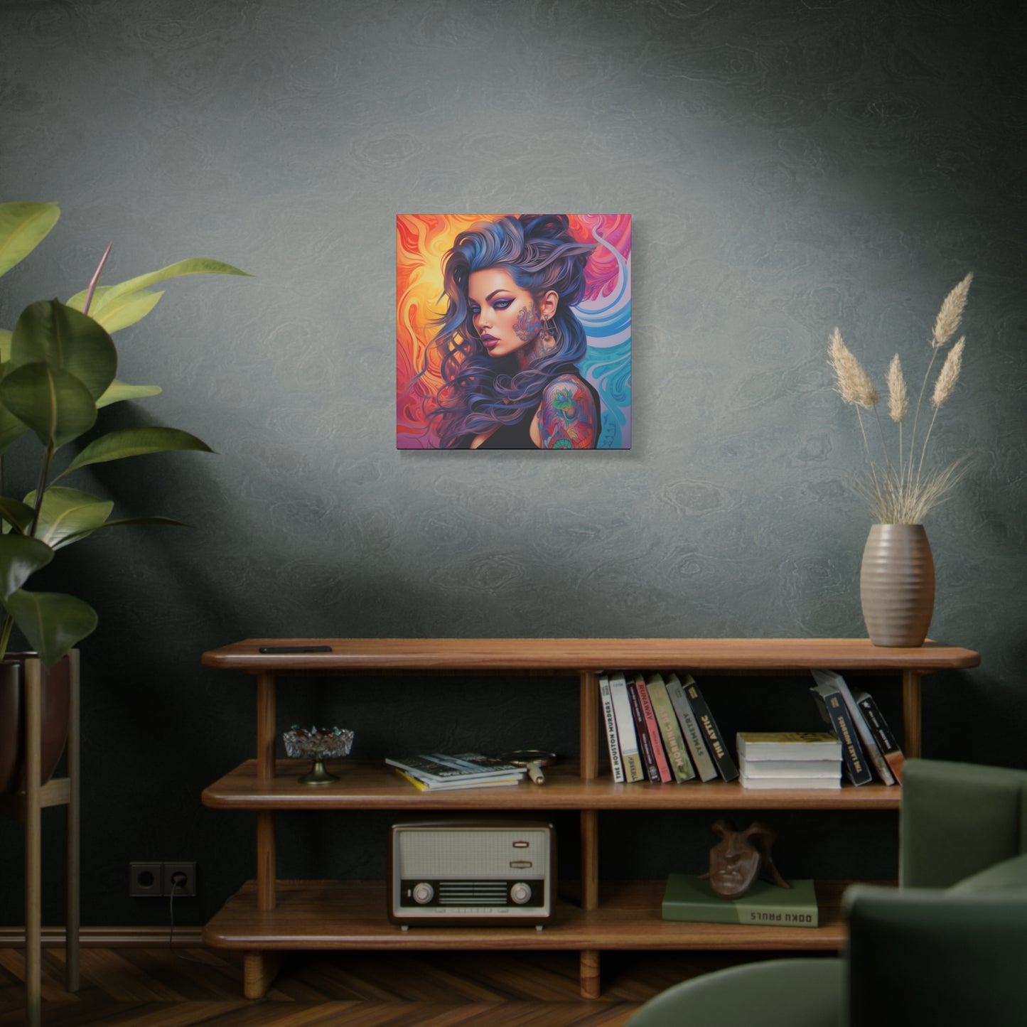 Gallery Wrapped Canvas, Edgy Tattooed Beauty, Urban Pop Art Canvas – Faye
