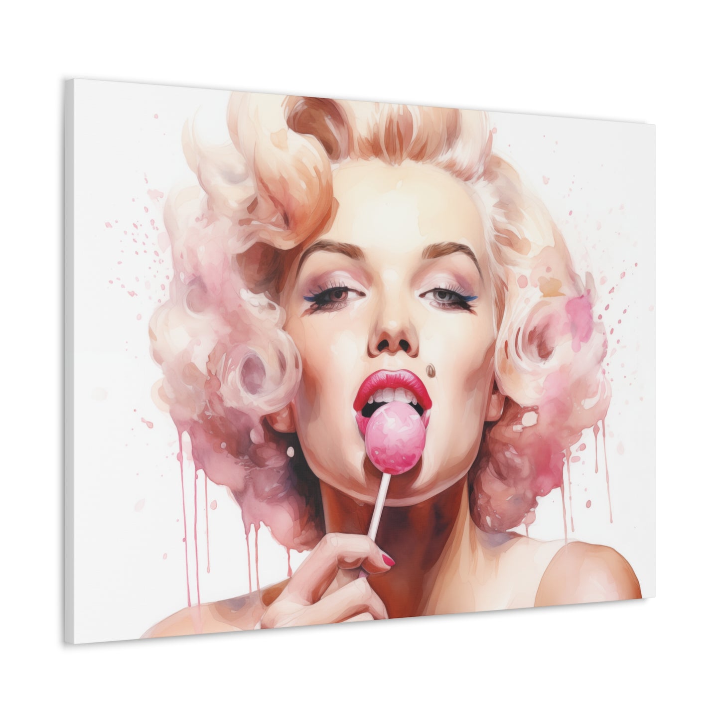 Canvas Wall Art, Gallery Wrapped Pop Art, Celebrity Wall Art – Marilyn Monroe - Lollipop