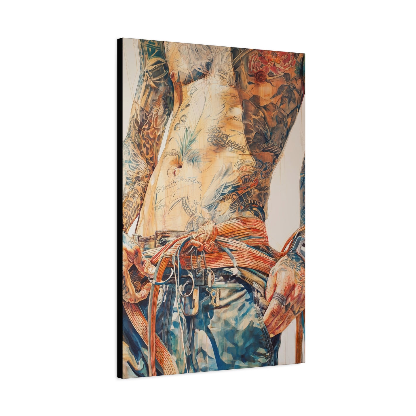 Gallery Wrapped Canvas, Ropes and Reverence Art Canvas, Erotic Shibari Art Canvas – Leif