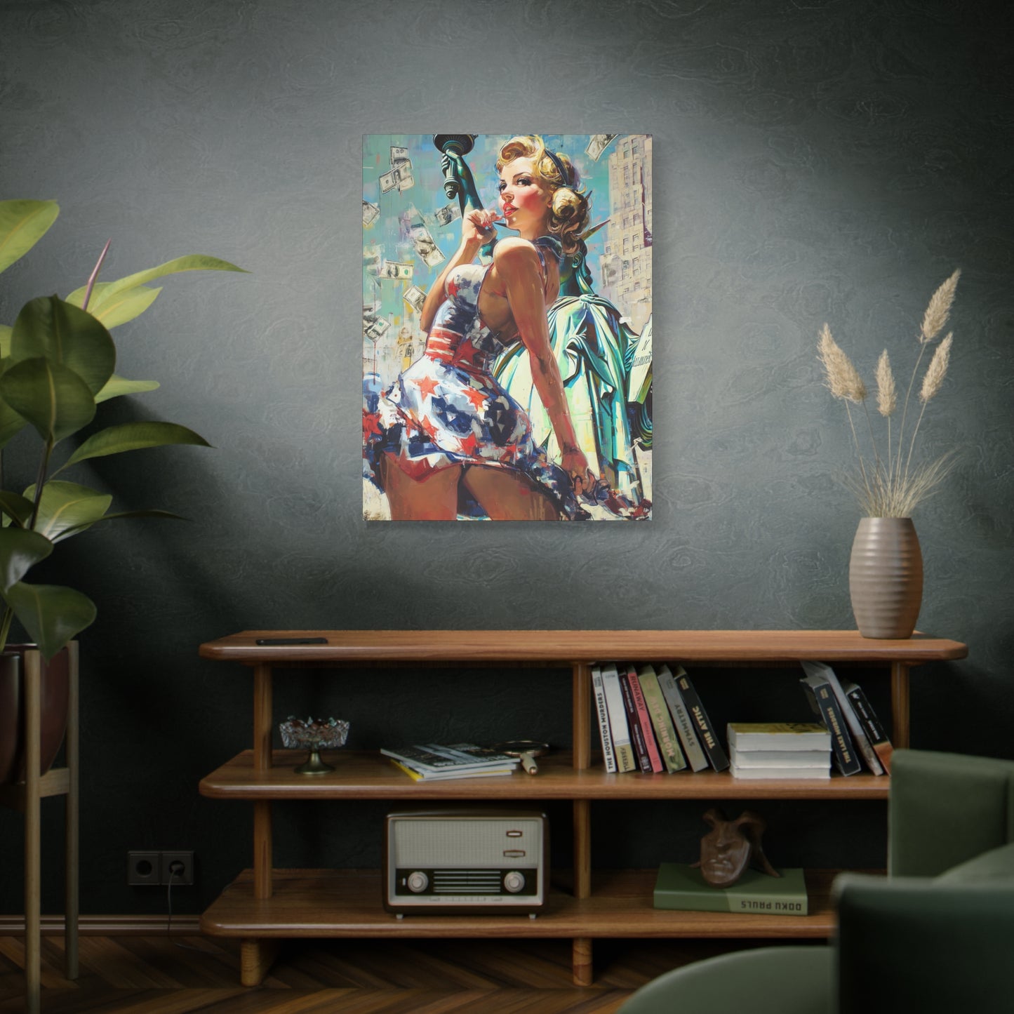 Gallery Wrapped Canvas, American Nonsense Art Canvas, Political Pinup Art Canvas – Bonnie