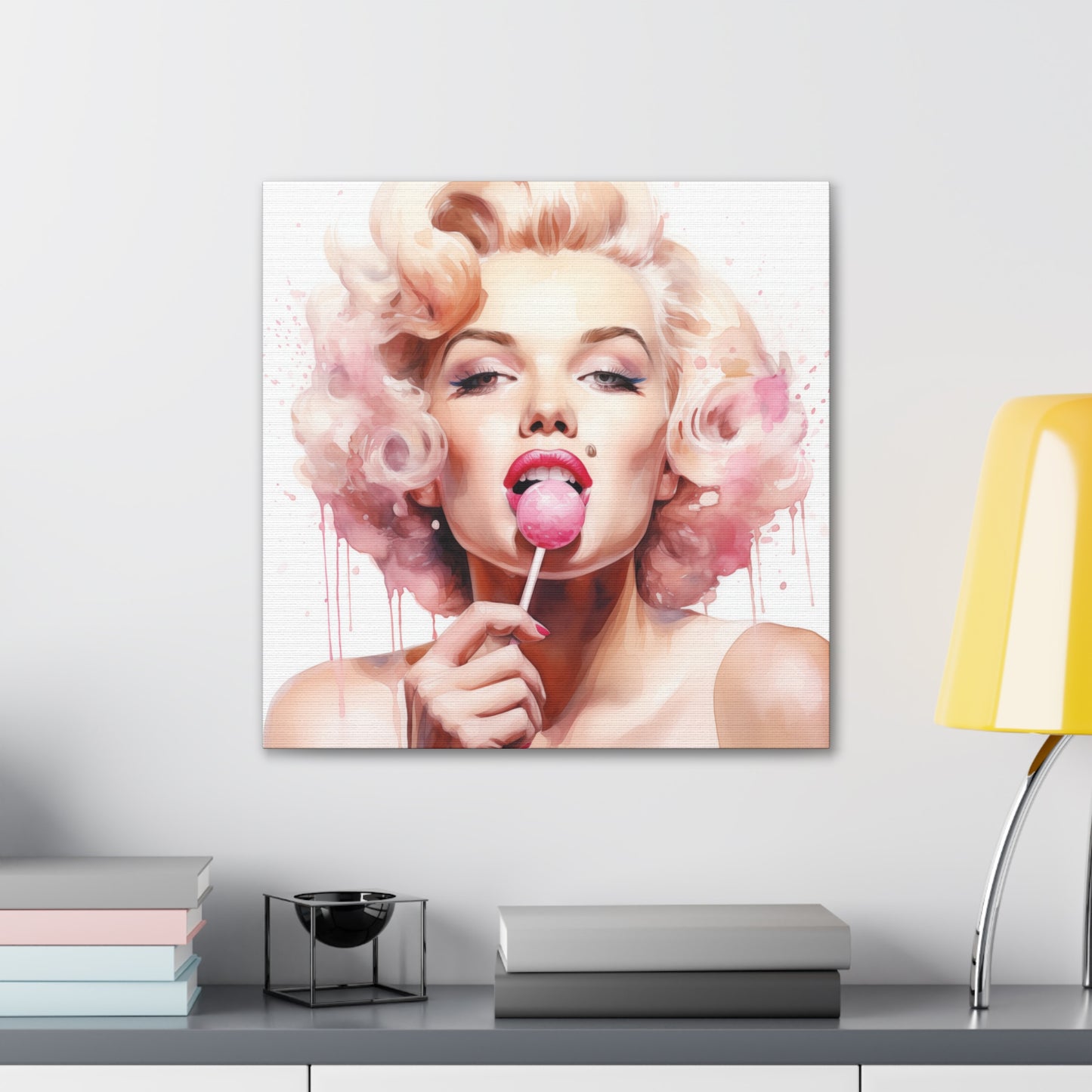 Canvas Wall Art, Gallery Wrapped Pop Art, Celebrity Wall Art – Marilyn Monroe - Lollipop