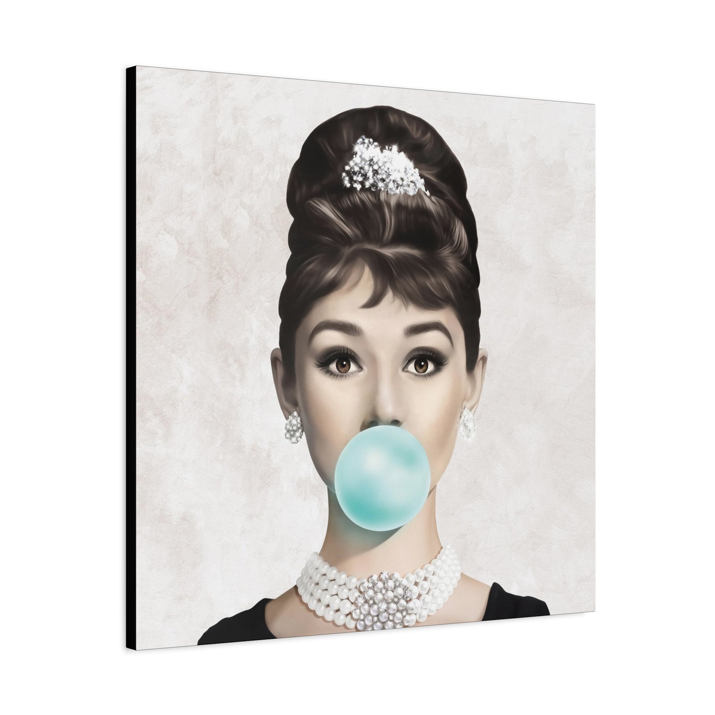 Gallery Wrapped Canvas, Audrey Hepburn Art Canvas, Celebrity Diva Art Canvas – Audrey Hepburn Bubblegum