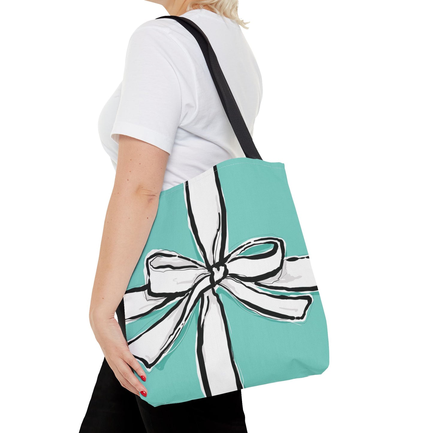 Robin Egg Blue Bow Tote Bag, Utility Tote - Breakfast at Tiffany Inspired Tote - Bow Tote