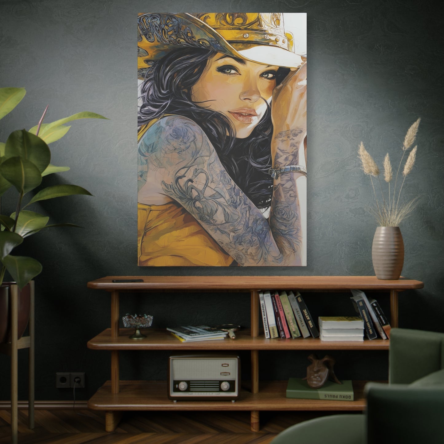 Gallery Wrapped Canvas, Wranglers and Wreckage Art Canvas, Erotic Pinup Art Canvas – Delilah