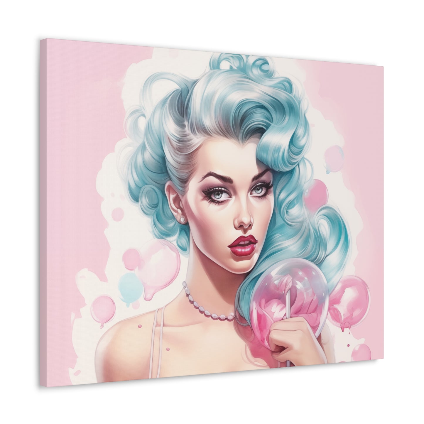 Canvas Gallery Wrapped High-Fashion Wall Art, Stylish Decor, Retro Femme Doll Pop Art – Tessa