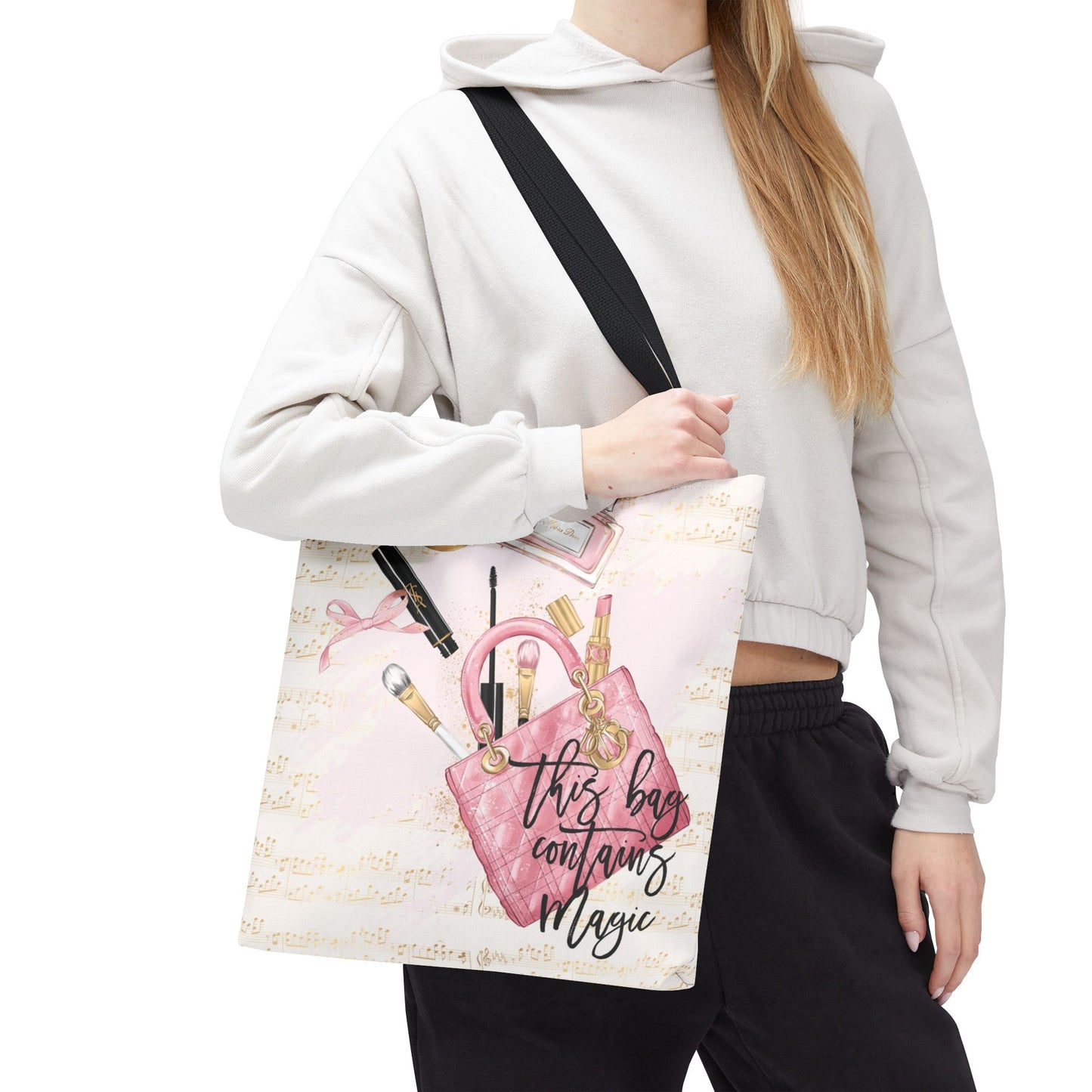 This Bag Contains Magic Tote Bag, Utility Tote - Makeup Inspired Tote - Fashion Tote - Pink D