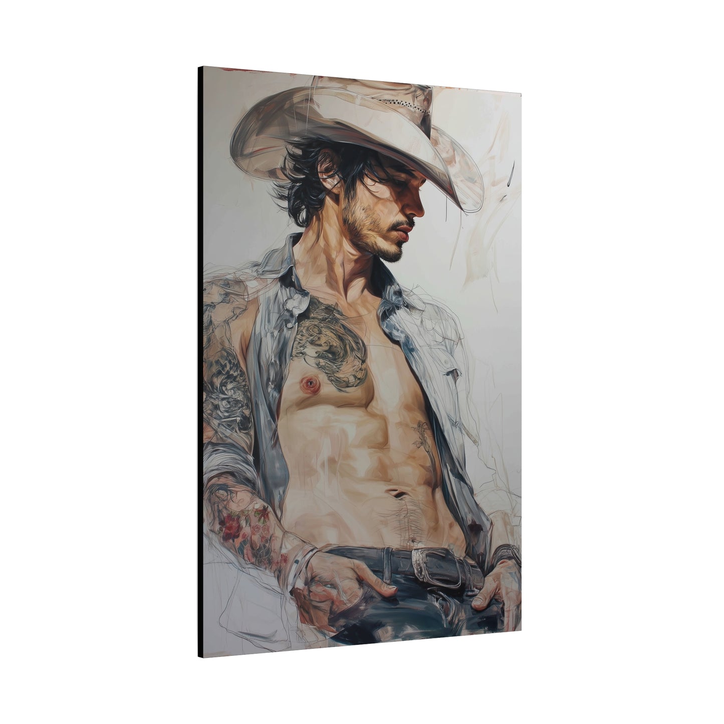 Gallery Wrapped Canvas, Wranglers and Wreckage Art Canvas, Erotic Pinup Art Canvas – Sawyer