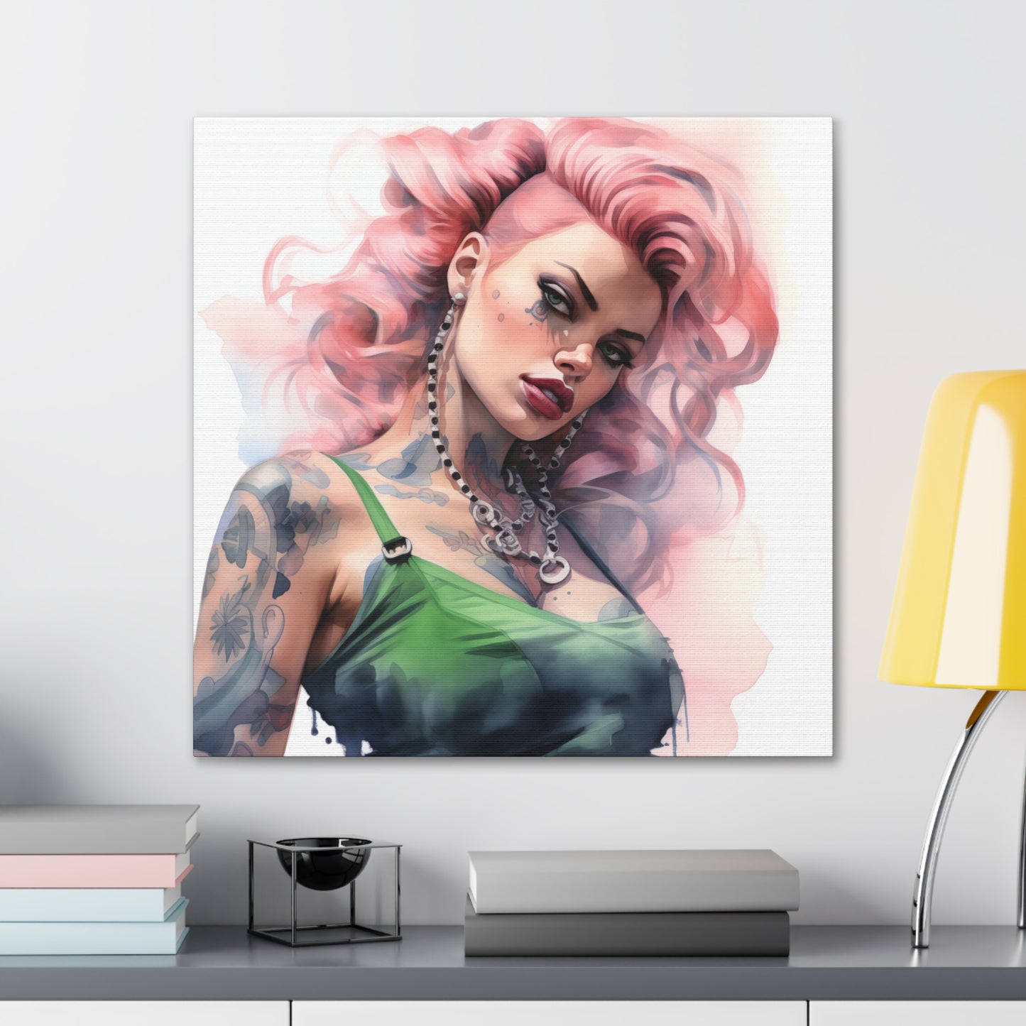 Gallery Wrapped Canvas, Edgy Tattooed Beauty, Urban Pop Art Canvas – Colette