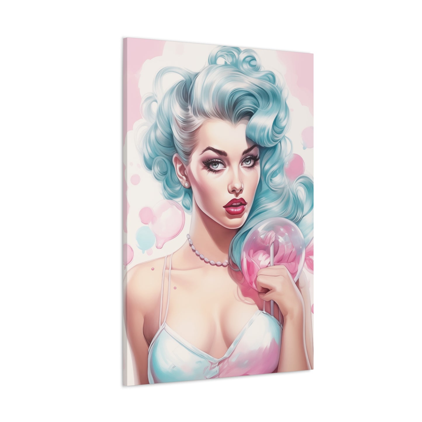 Canvas Gallery Wrapped High-Fashion Wall Art, Stylish Decor, Retro Femme Doll Pop Art – Tessa