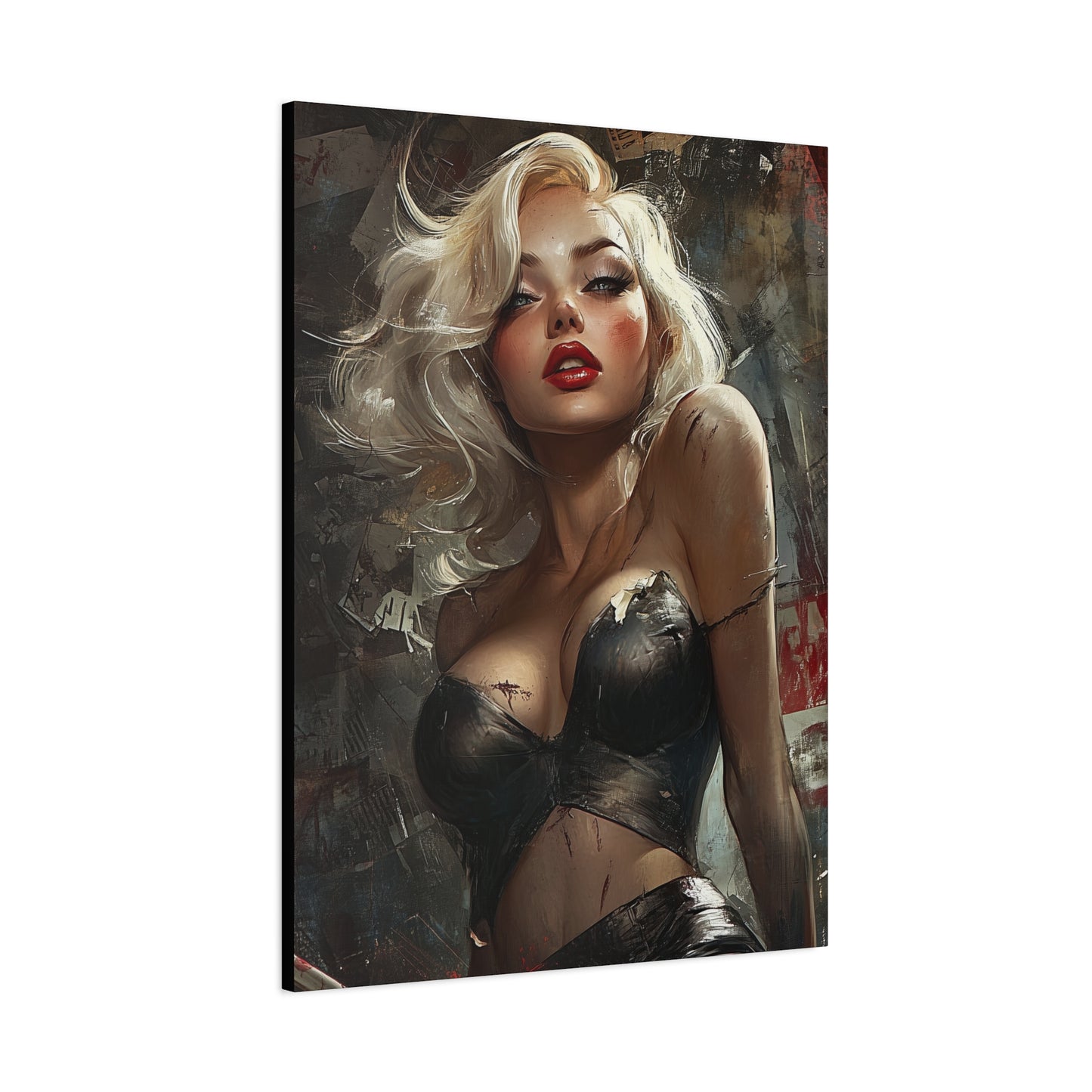 Gallery Wrapped Canvas, Guilt and Grit Adult Art Canvas, Erotic Pinup Art Canvas – Noelle