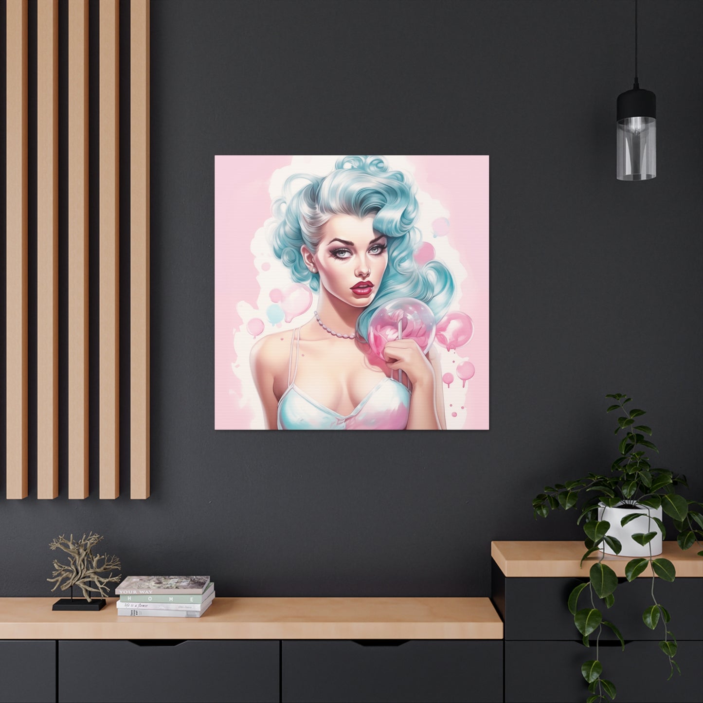 Canvas Gallery Wrapped High-Fashion Wall Art, Stylish Decor, Retro Femme Doll Pop Art – Tessa