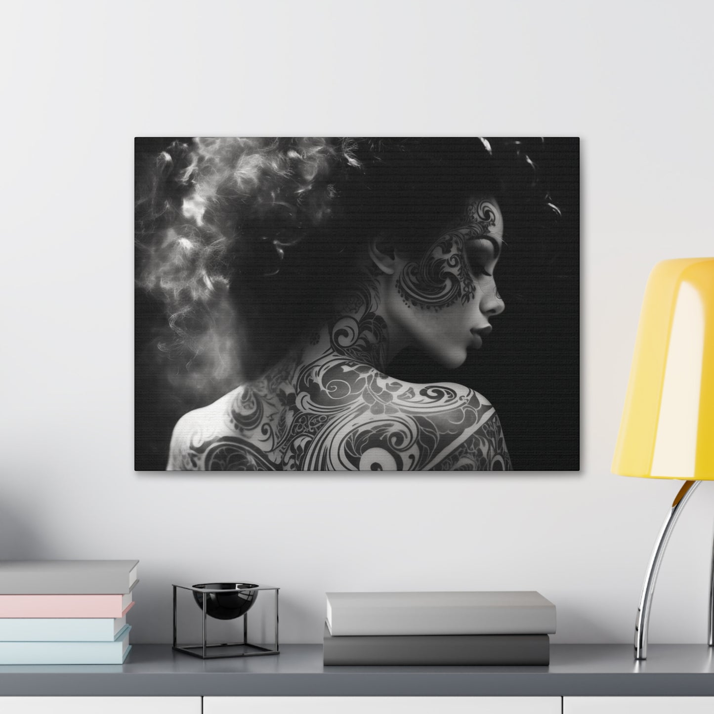 Canvas Gallery Wrap - Black and White Photography - Tattooed and Smoking Again