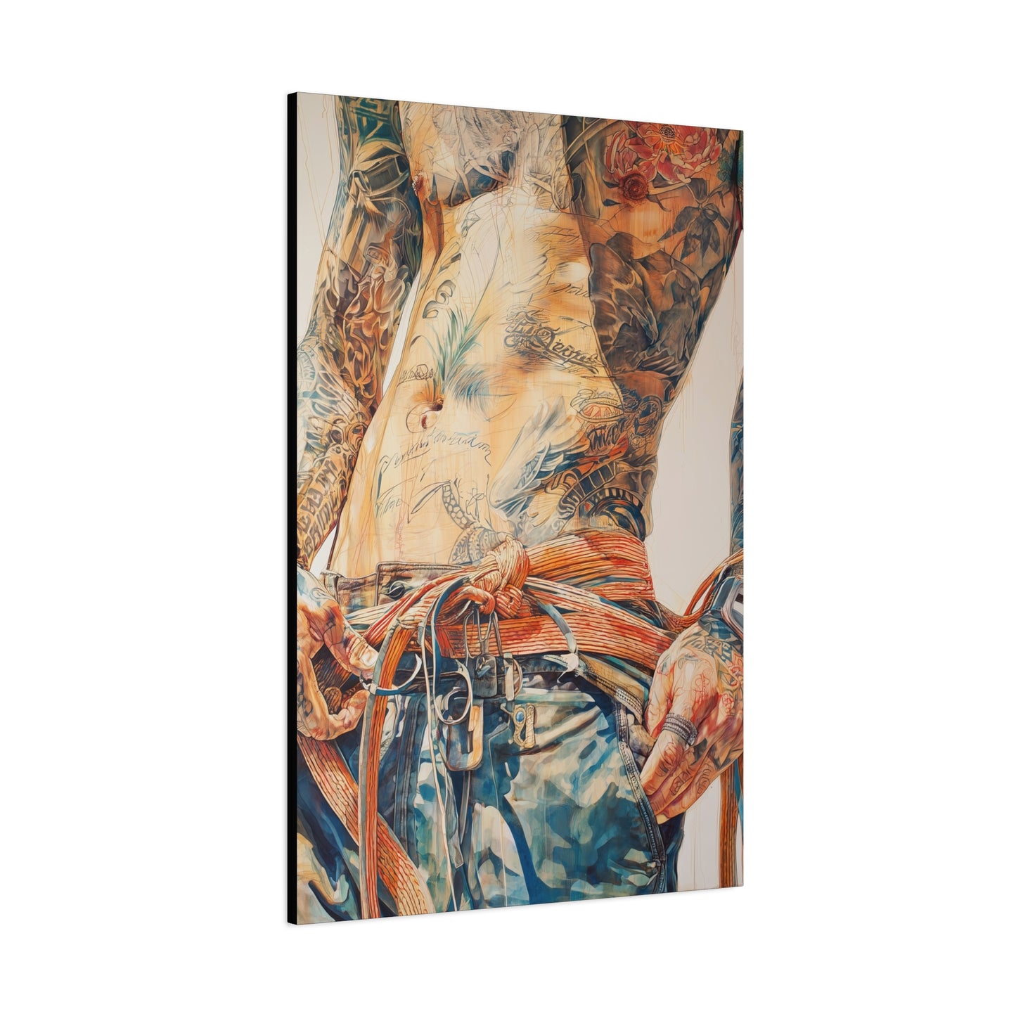 Gallery Wrapped Canvas, Ropes and Reverence Art Canvas, Erotic Shibari Art Canvas – Leif