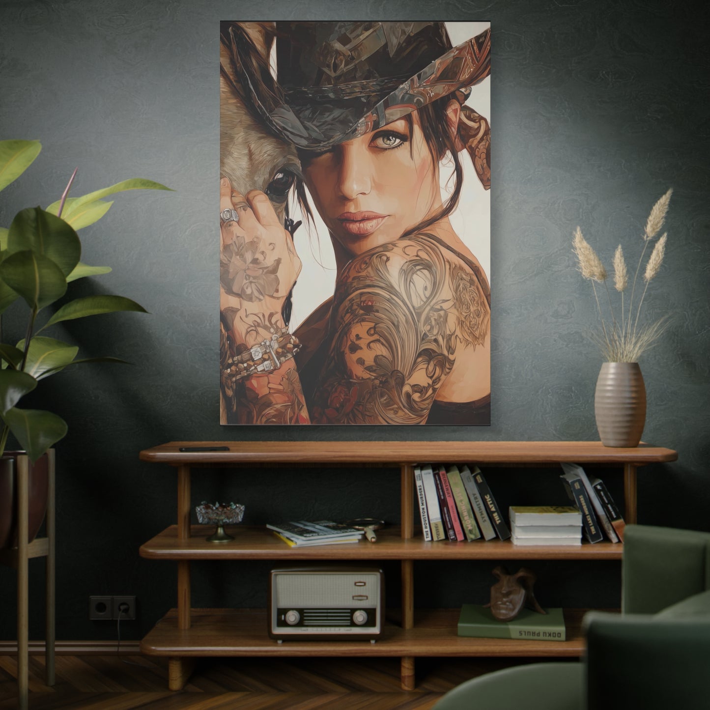 Gallery Wrapped Canvas, Wranglers and Wreckage Art Canvas, Erotic Pinup Art Canvas – Georgia