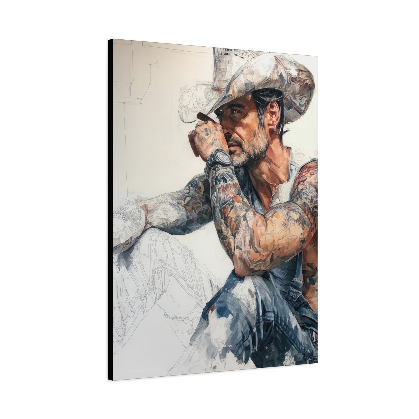 Gallery Wrapped Canvas, Wranglers and Wreckage Art Canvas, Erotic Pinup Art Canvas – Jace