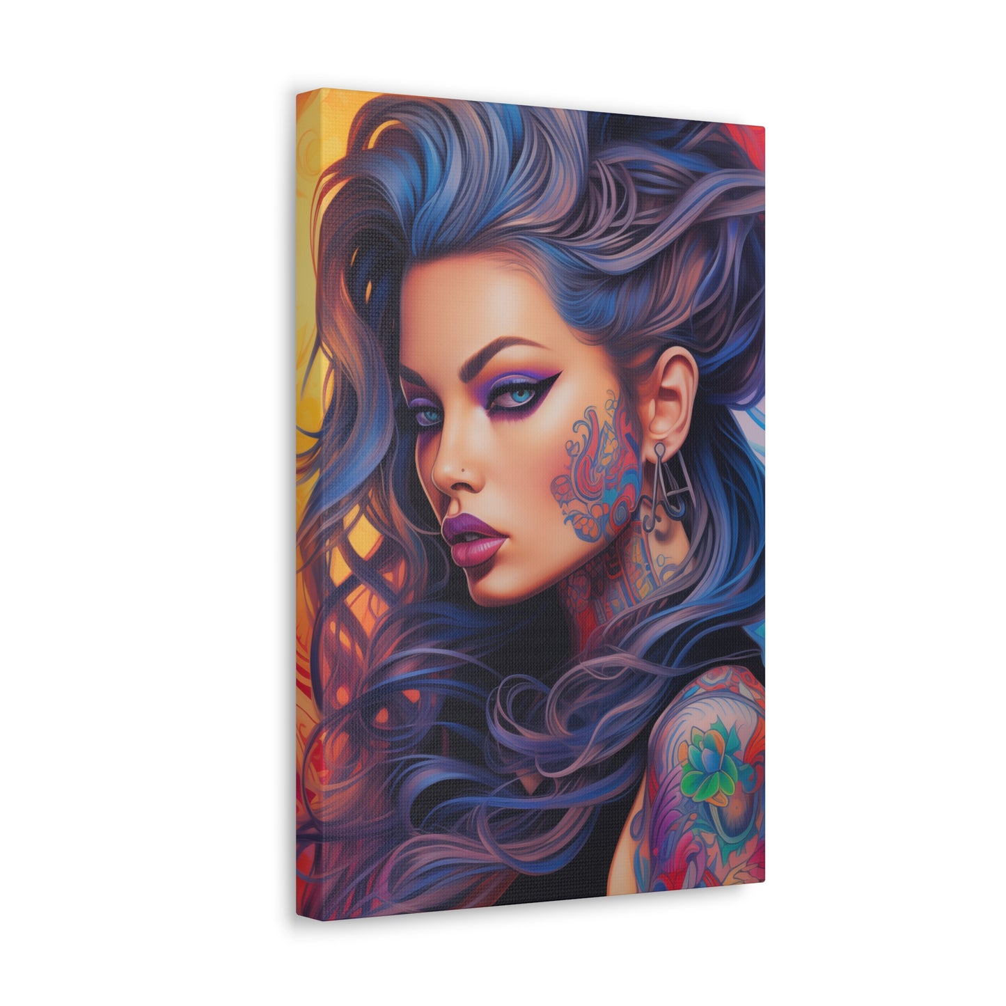 Gallery Wrapped Canvas, Edgy Tattooed Beauty, Urban Pop Art Canvas – Faye