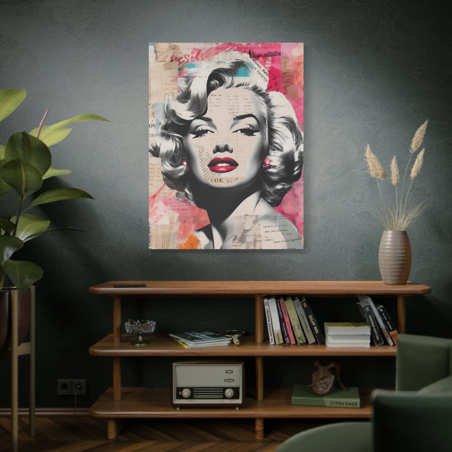 Canvas Wall Art, Gallery Wrapped Pop Art, Celebrity Wall Art – Marilyn Monroe - Newsprint
