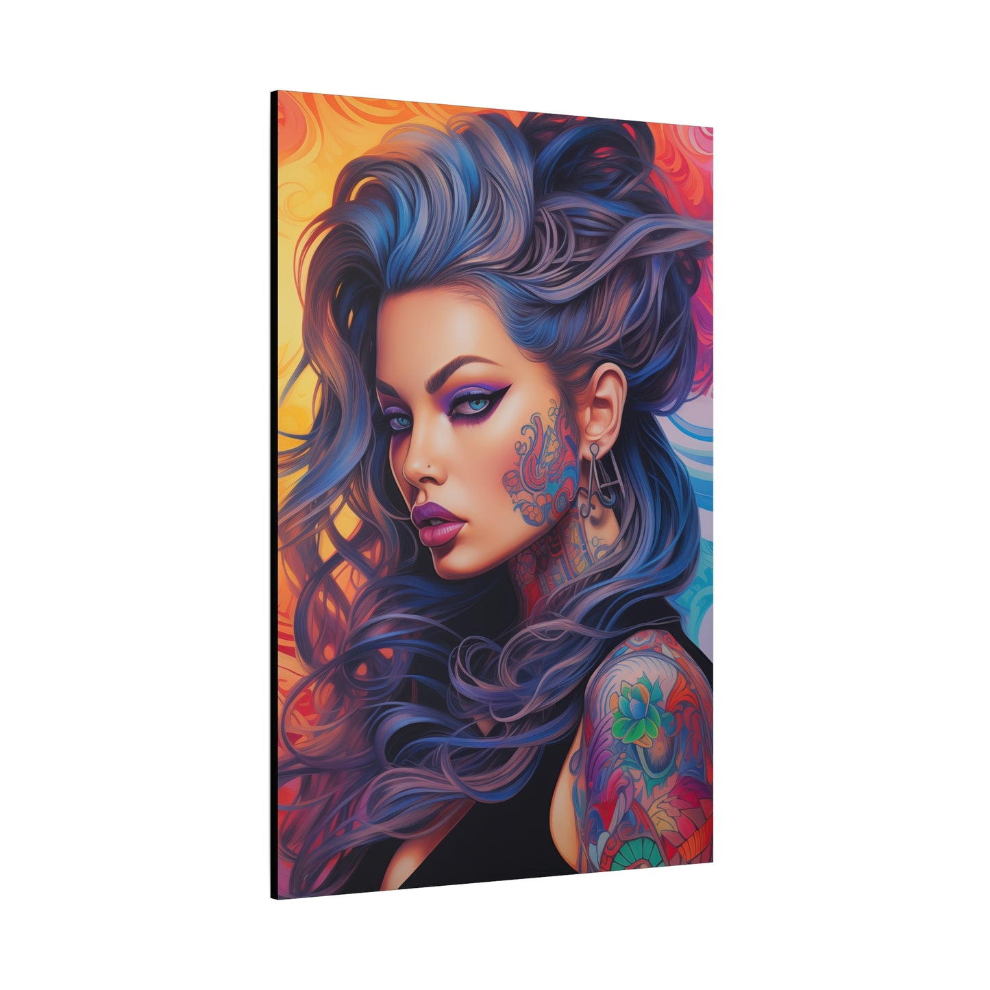 Gallery Wrapped Canvas, Edgy Tattooed Beauty, Urban Pop Art Canvas – Faye