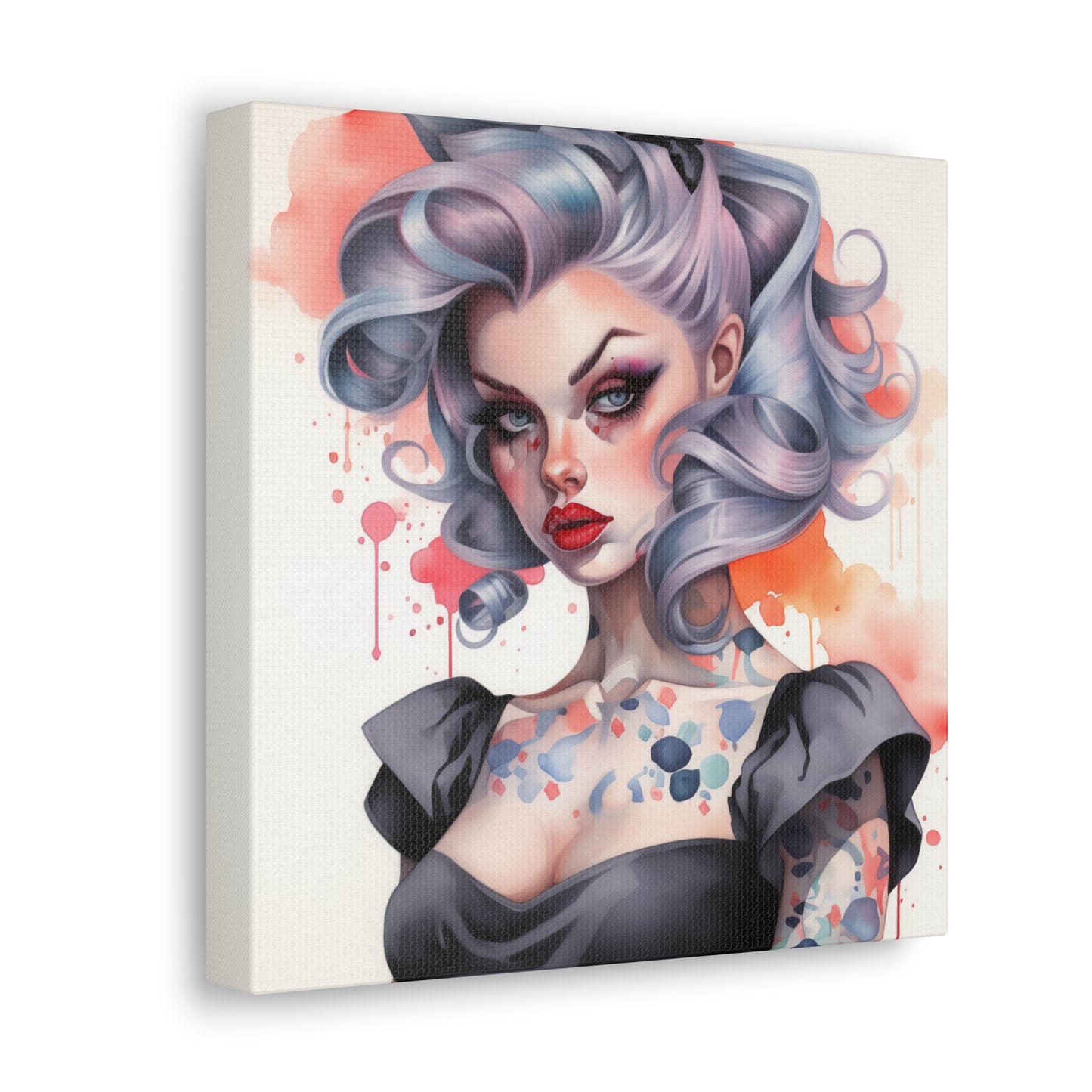 Gallery Wrapped Canvas, Edgy Tattooed Beauty, Urban Pop Art Canvas – Noelle