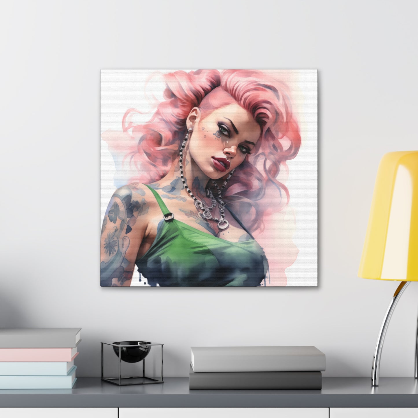 Gallery Wrapped Canvas, Edgy Tattooed Beauty, Urban Pop Art Canvas – Colette
