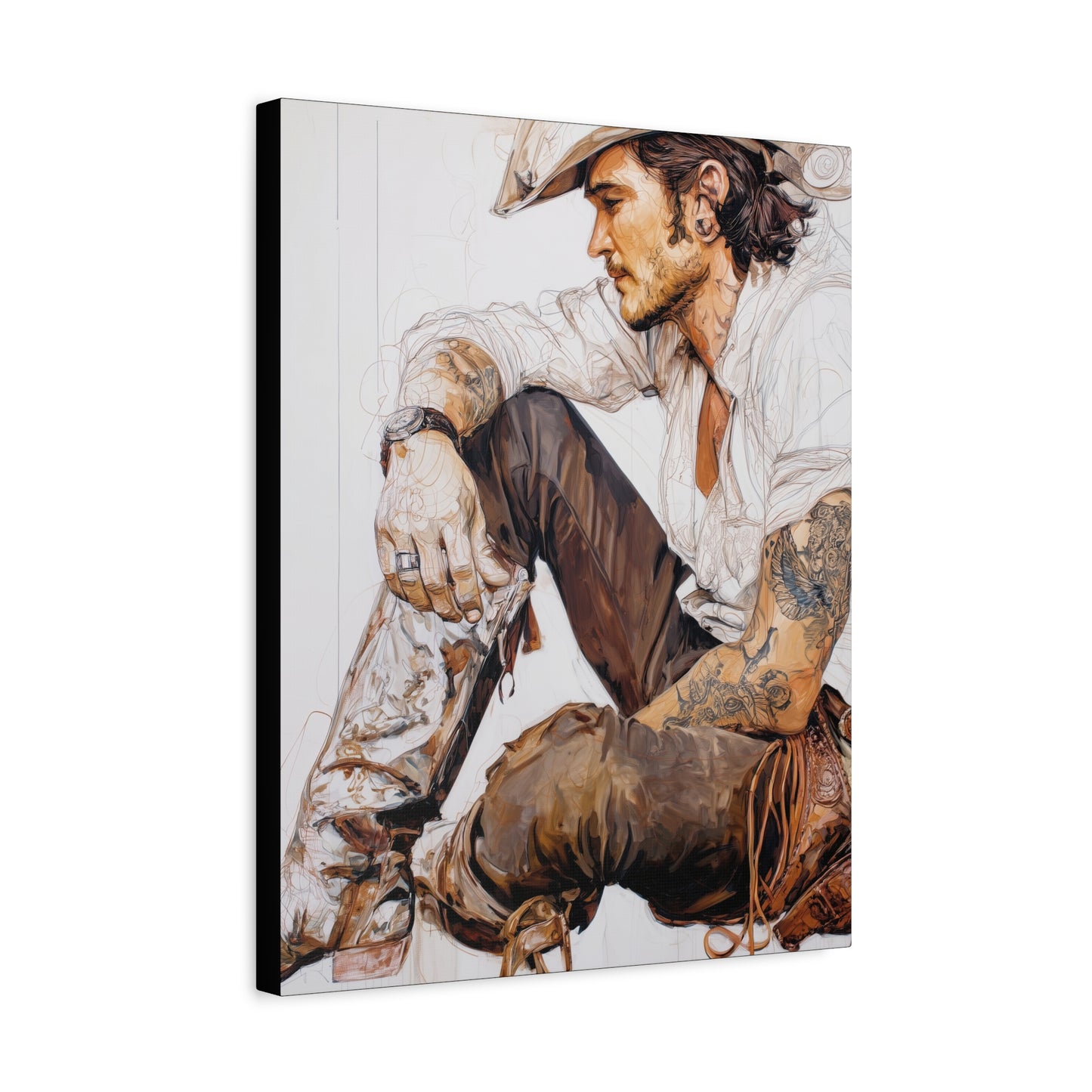Gallery Wrapped Canvas, Wranglers and Wreckage Art Canvas, Erotic Pinup Art Canvas – Boone