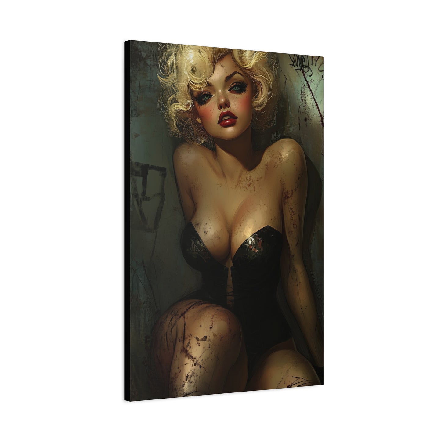 Gallery Wrapped Canvas, Guilt and Grit Adult Art Canvas, Erotic Pinup Art Canvas – Naomi