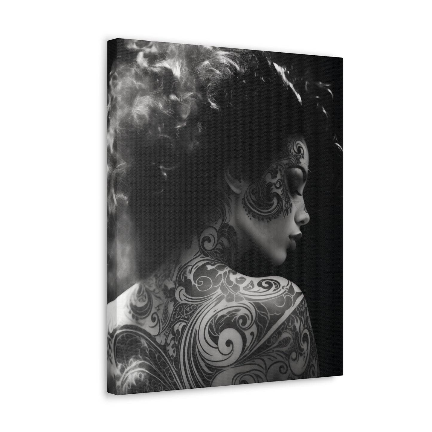 Canvas Gallery Wrap - Black and White Photography - Tattooed and Smoking Again