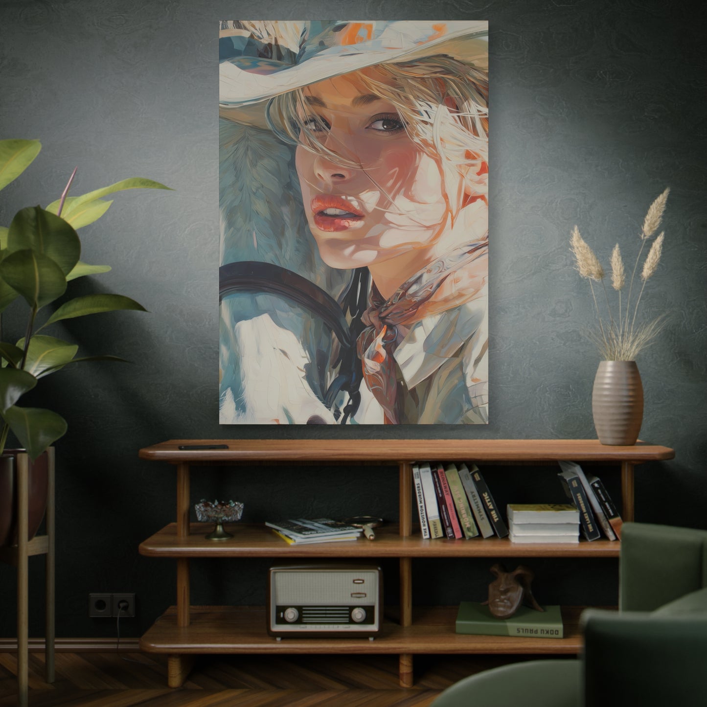Gallery Wrapped Canvas, Wranglers and Wreckage Art Canvas, Erotic Pinup Art Canvas – Dakota