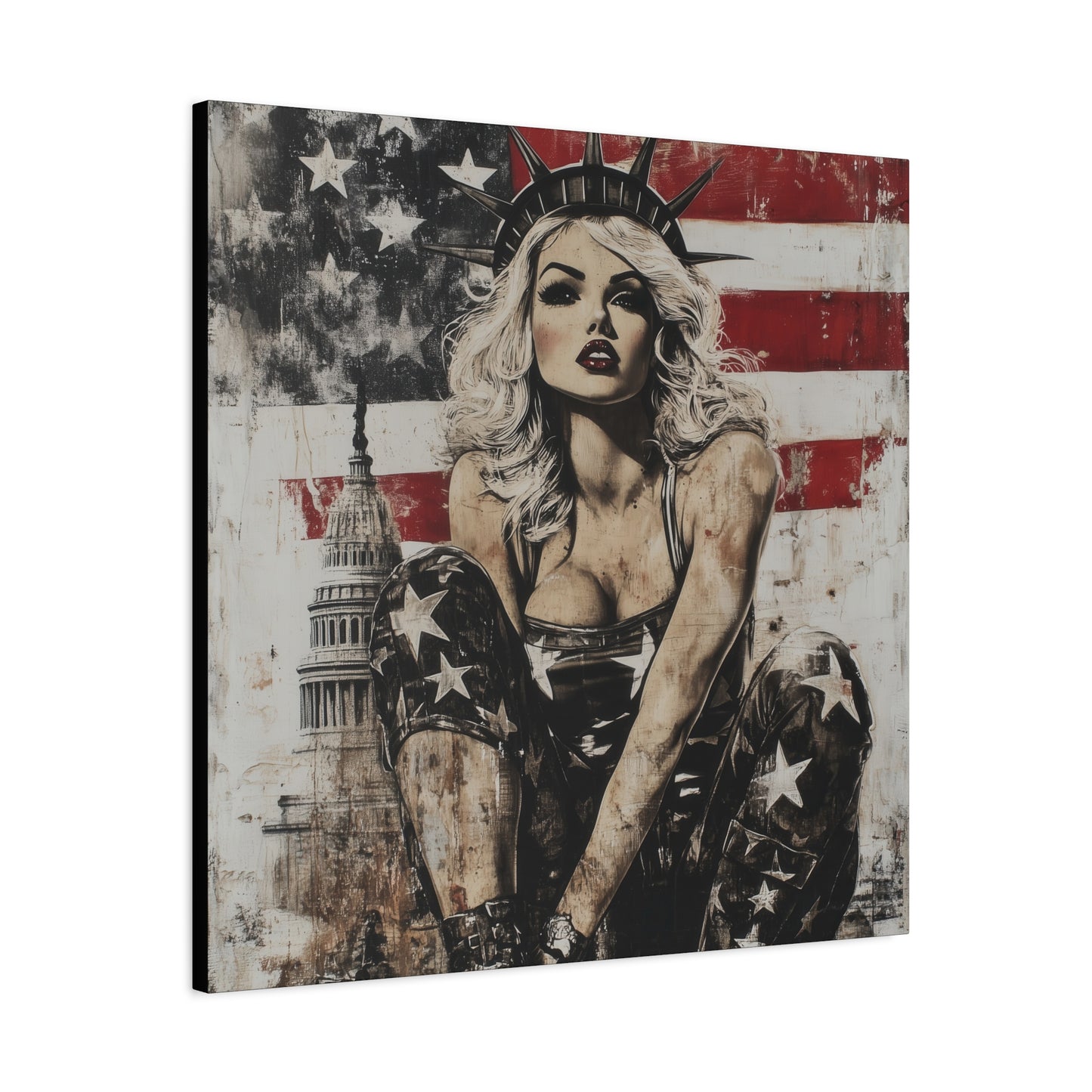 Gallery Wrapped Canvas, American Nonsense Art Canvas, Political Pinup Art Canvas – Kimberly