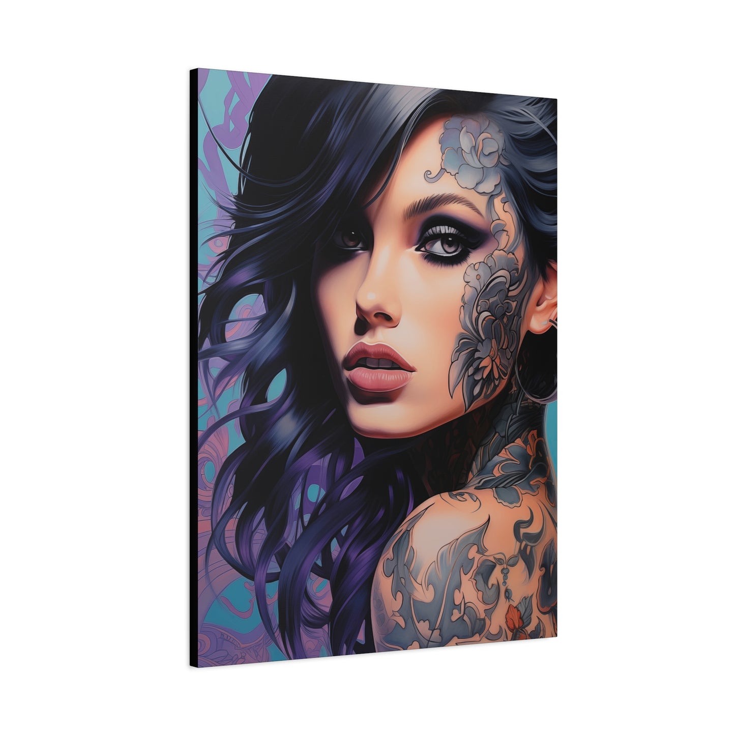 Gallery Wrapped Canvas, Edgy Tattooed Beauty, Urban Pop Art Canvas – Dominique