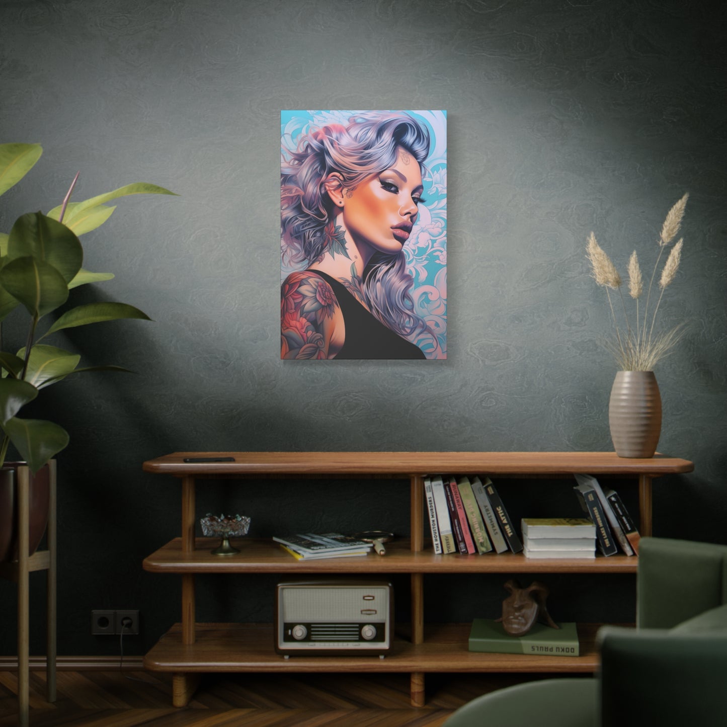 Gallery Wrapped Canvas, Edgy Tattooed Beauty, Urban Pop Art Canvas – Arabella